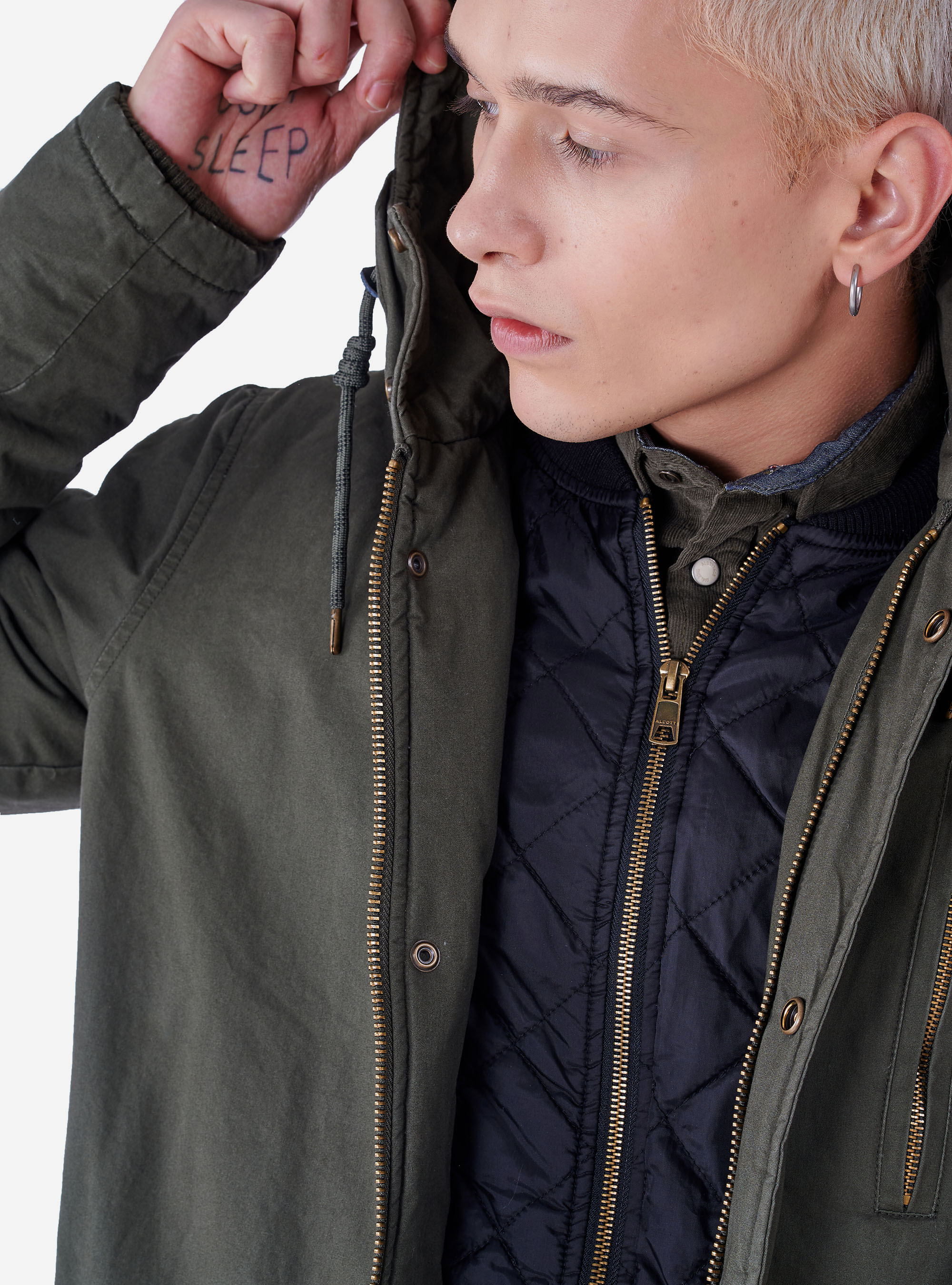 Parka with mock fur, KAKI