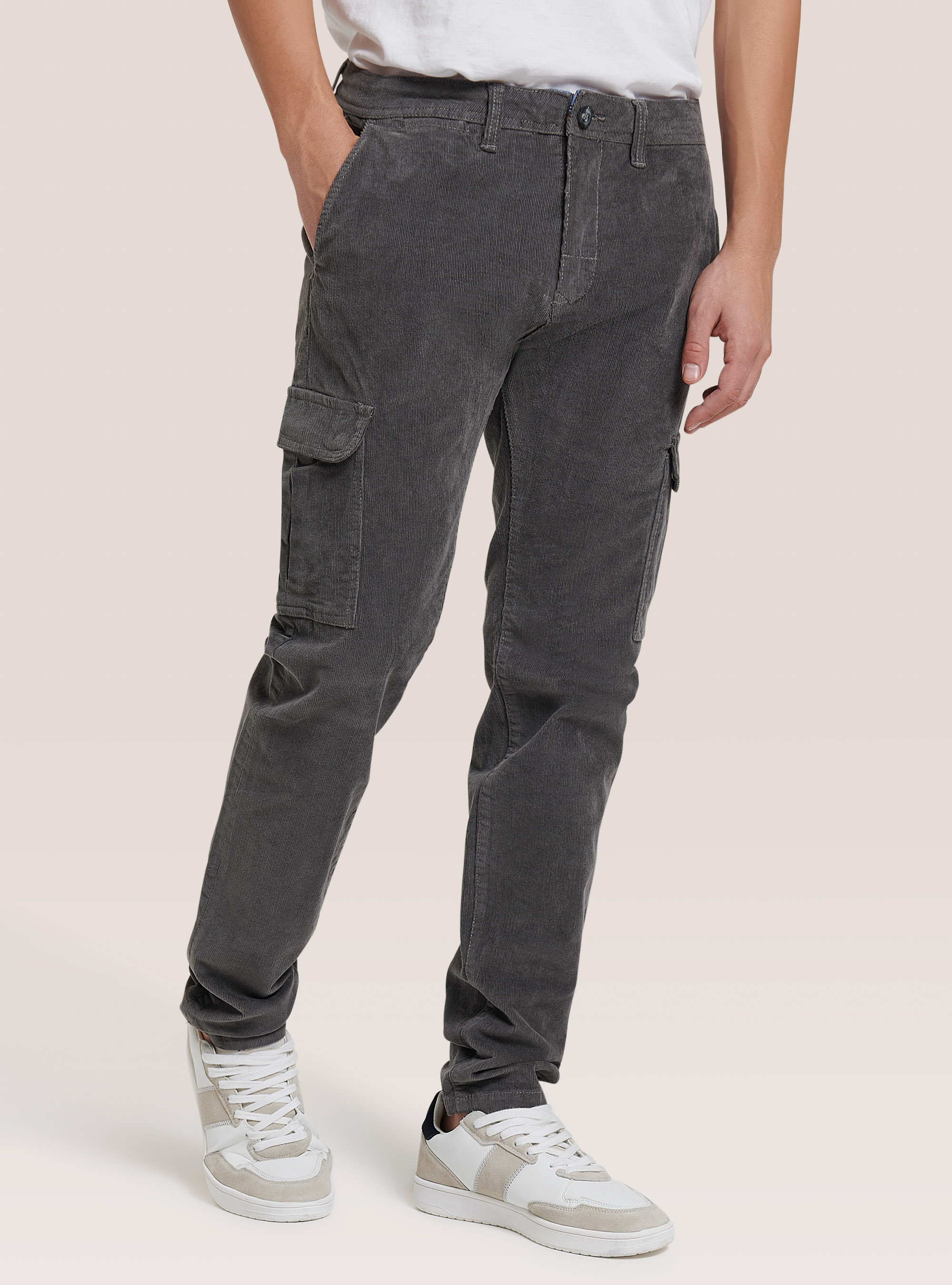 Chino treillis en velours à côtes, C563 SAND