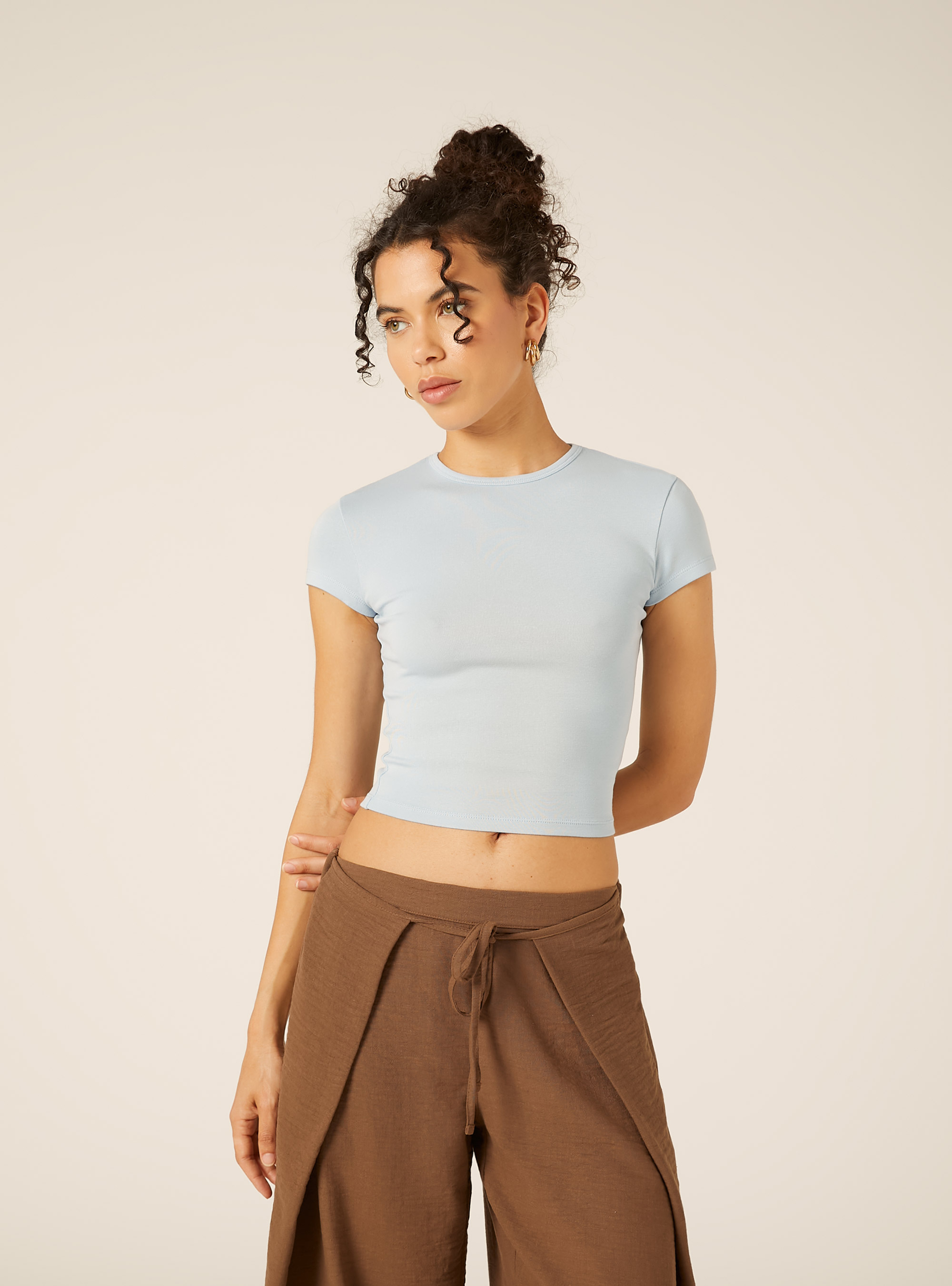 Maglietta in cotone slim fit, AZ3 AZURE LIGHT