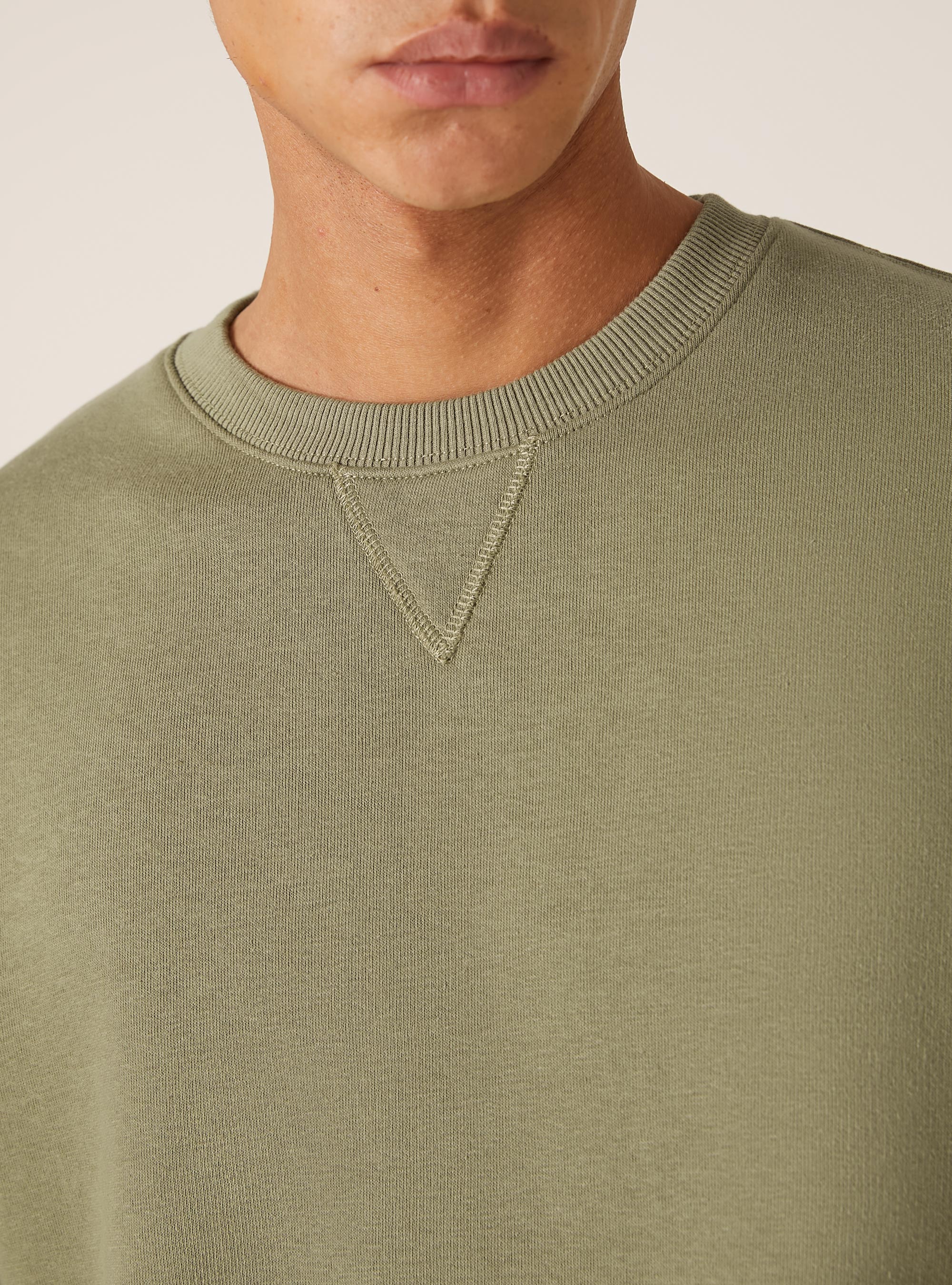 Plain-coloured crew-neck sweatshirt, KY2 KAKY MEDIUM