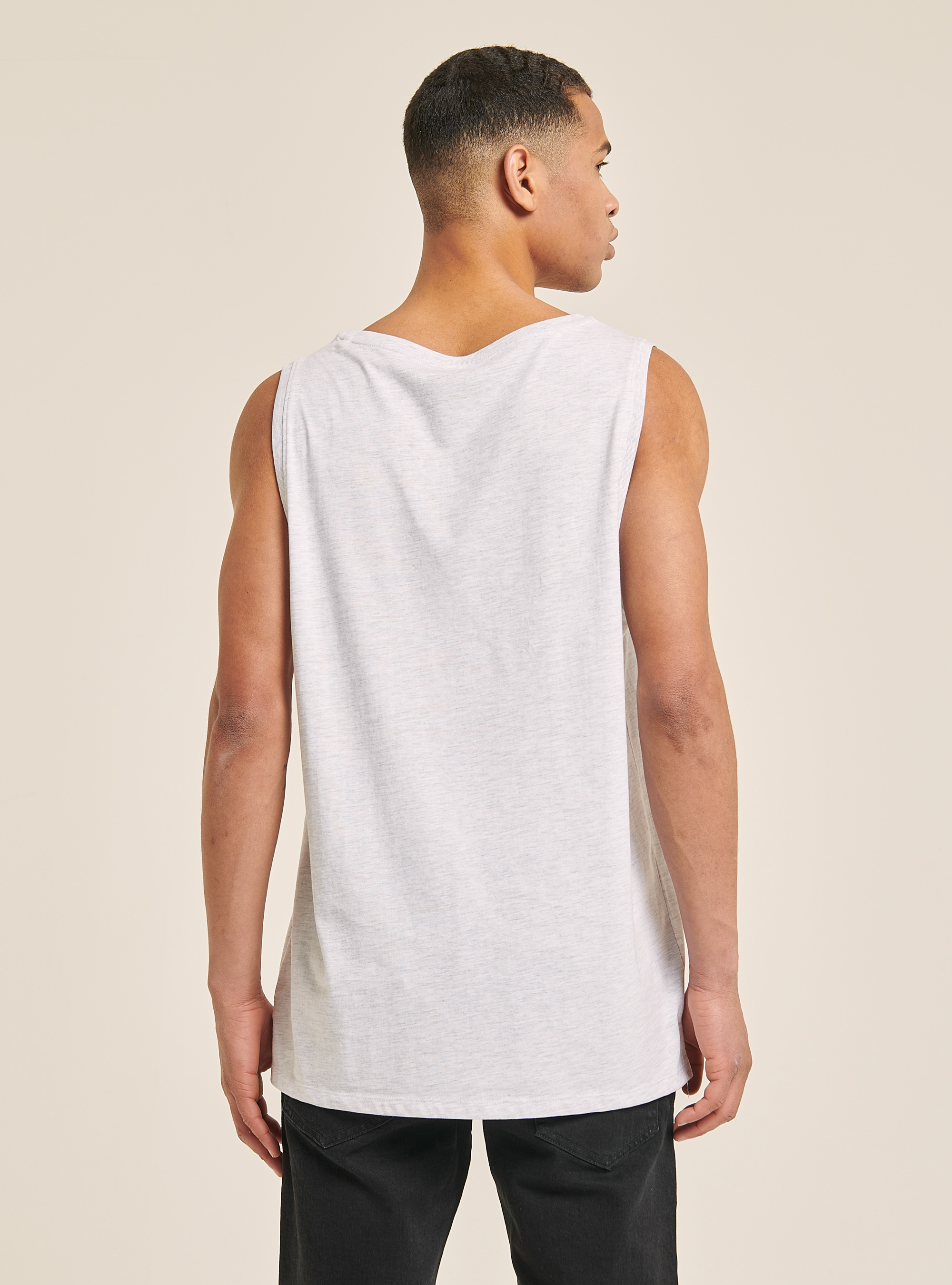 Einfarbiges Basic-Tanktop aus reiner Baumwolle, C148 ICE MELANGE
