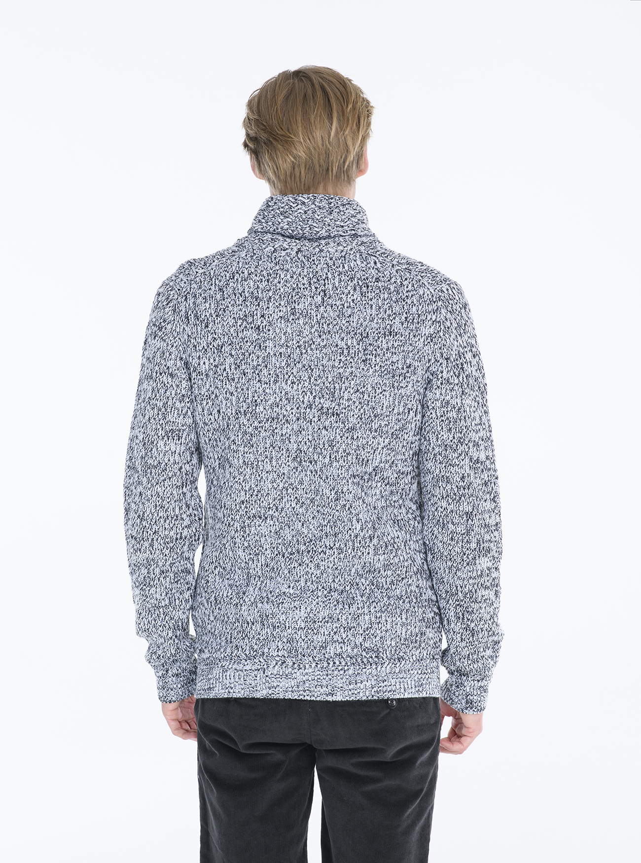 PULLOVER WITH SHAWL COLLAR, C030 CREAM/C101 BLACK