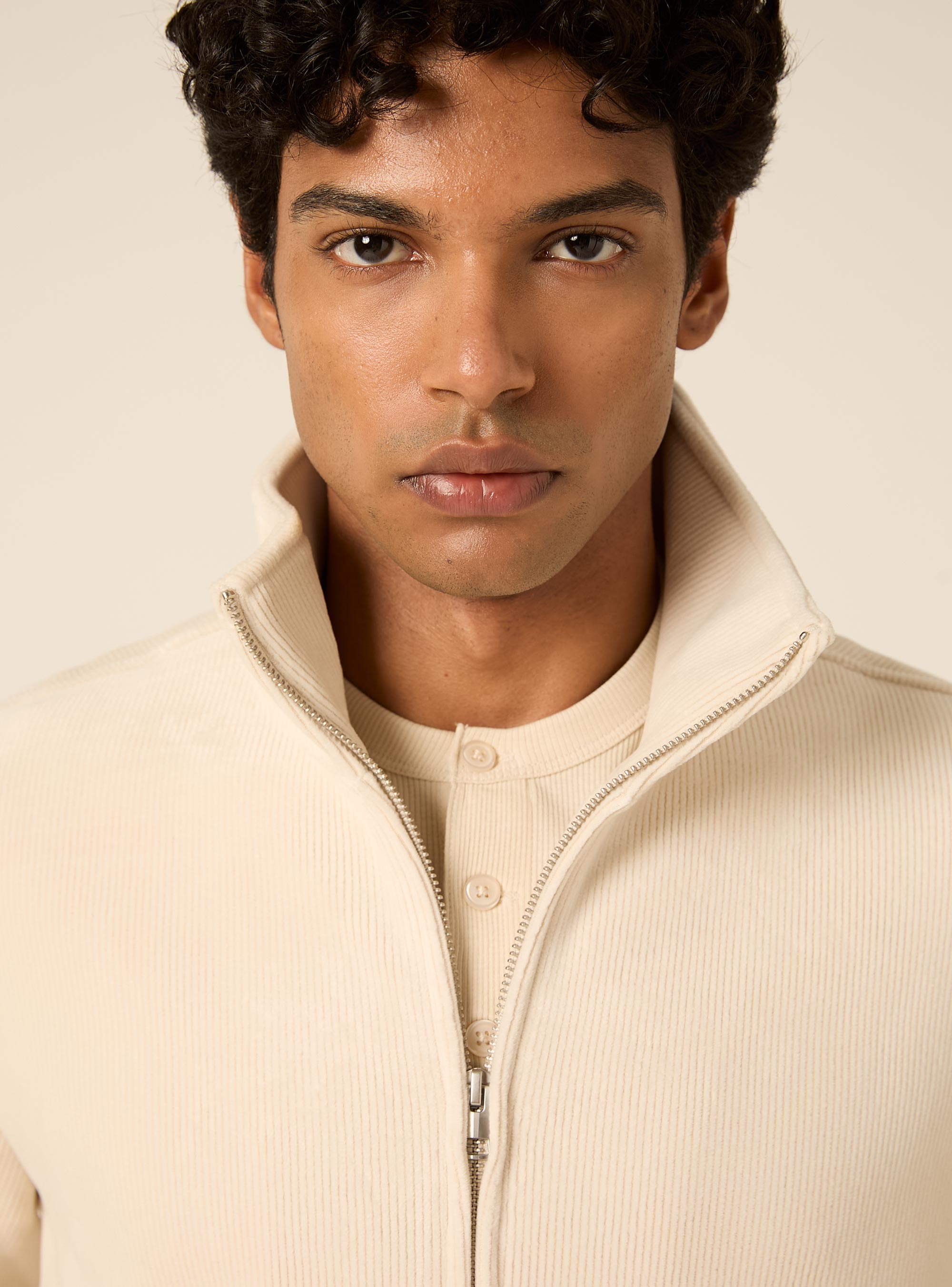 Cardigan in velluto a coste, CR3 CREAM LIGHT