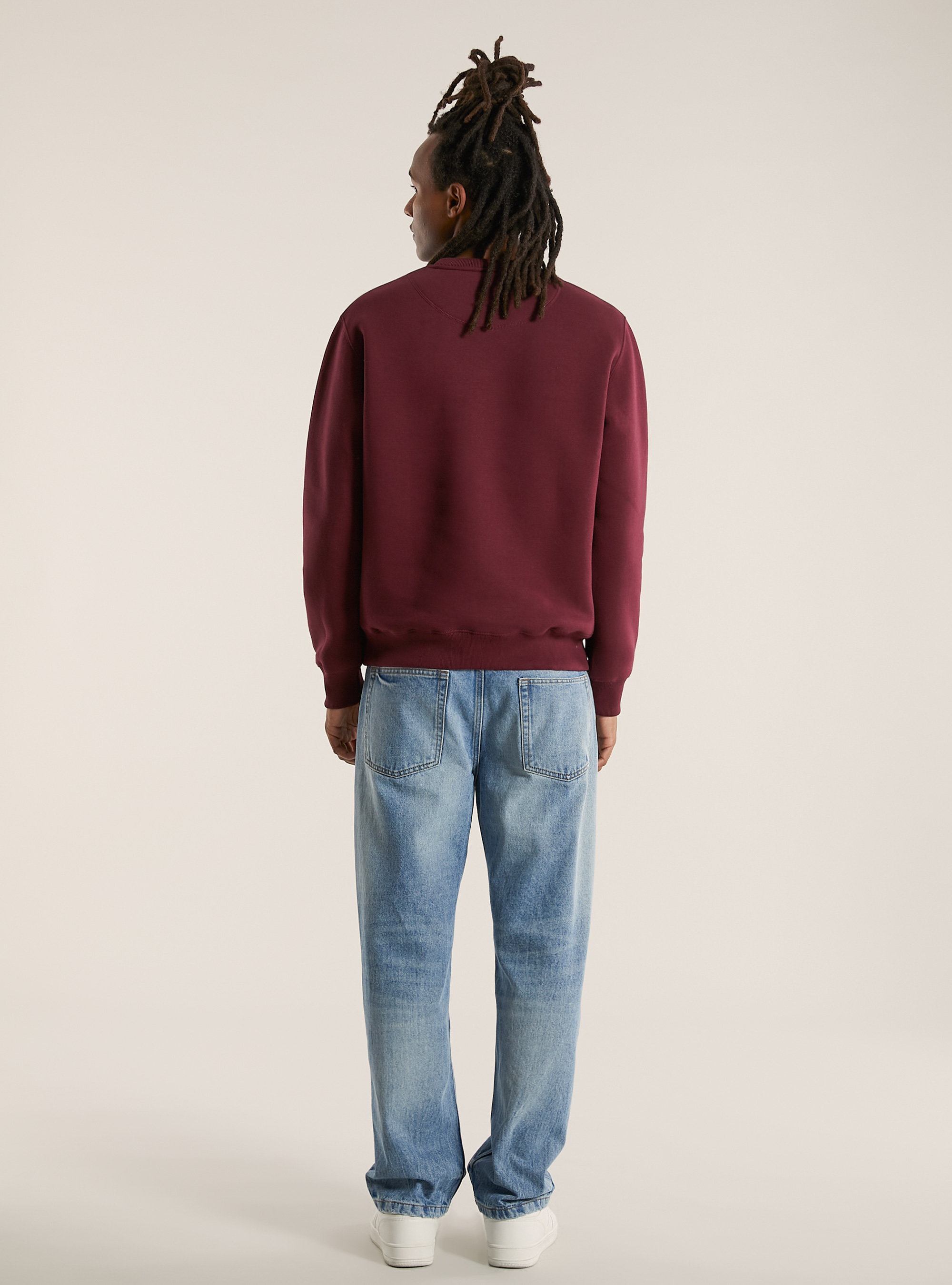 Solid-coloured crewneck sweatshirt, BO1 BORDEAUX DARK