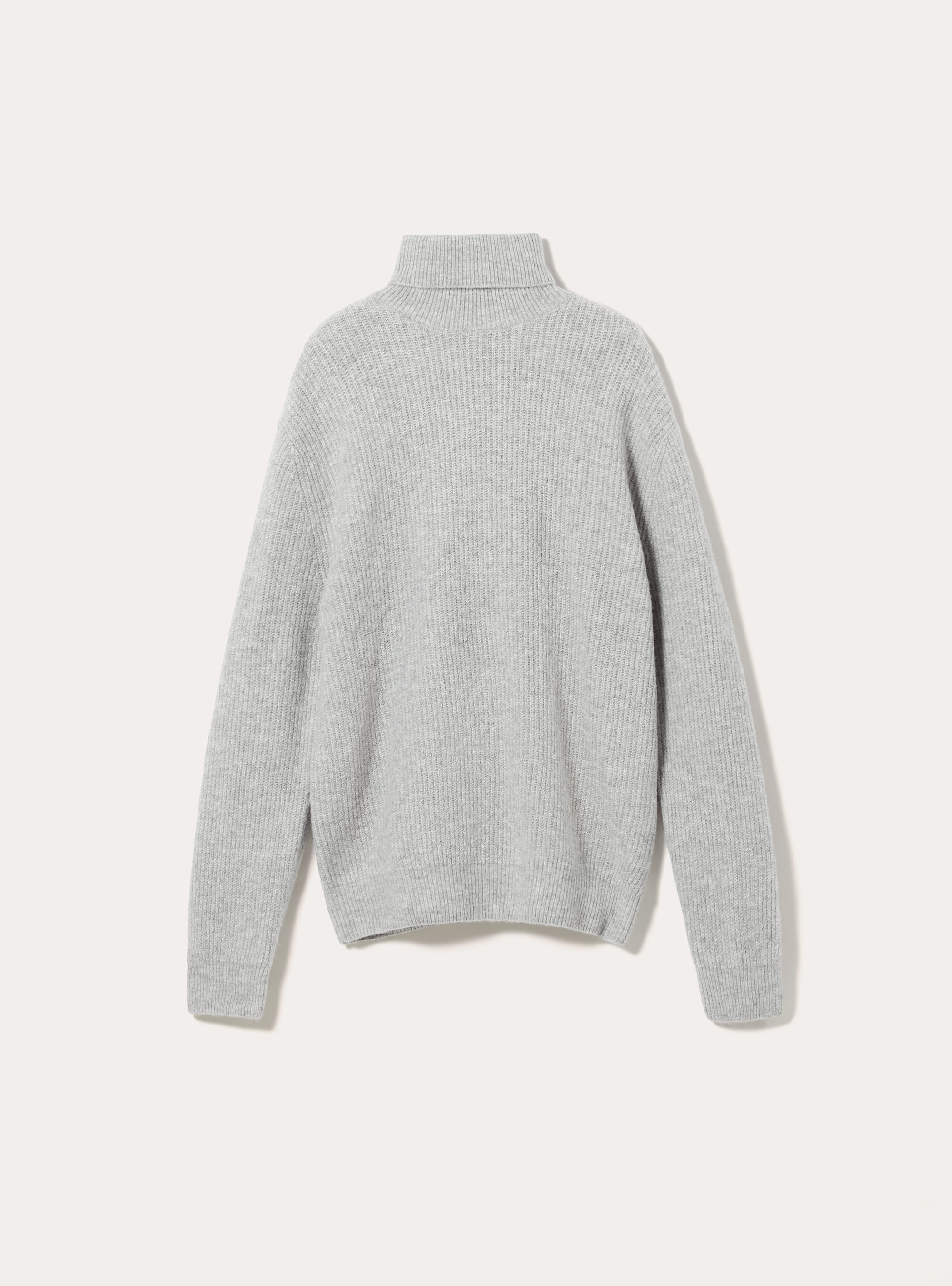 Maglia collo alto costa inglese, MGY2 GREY MEL MEDIUM