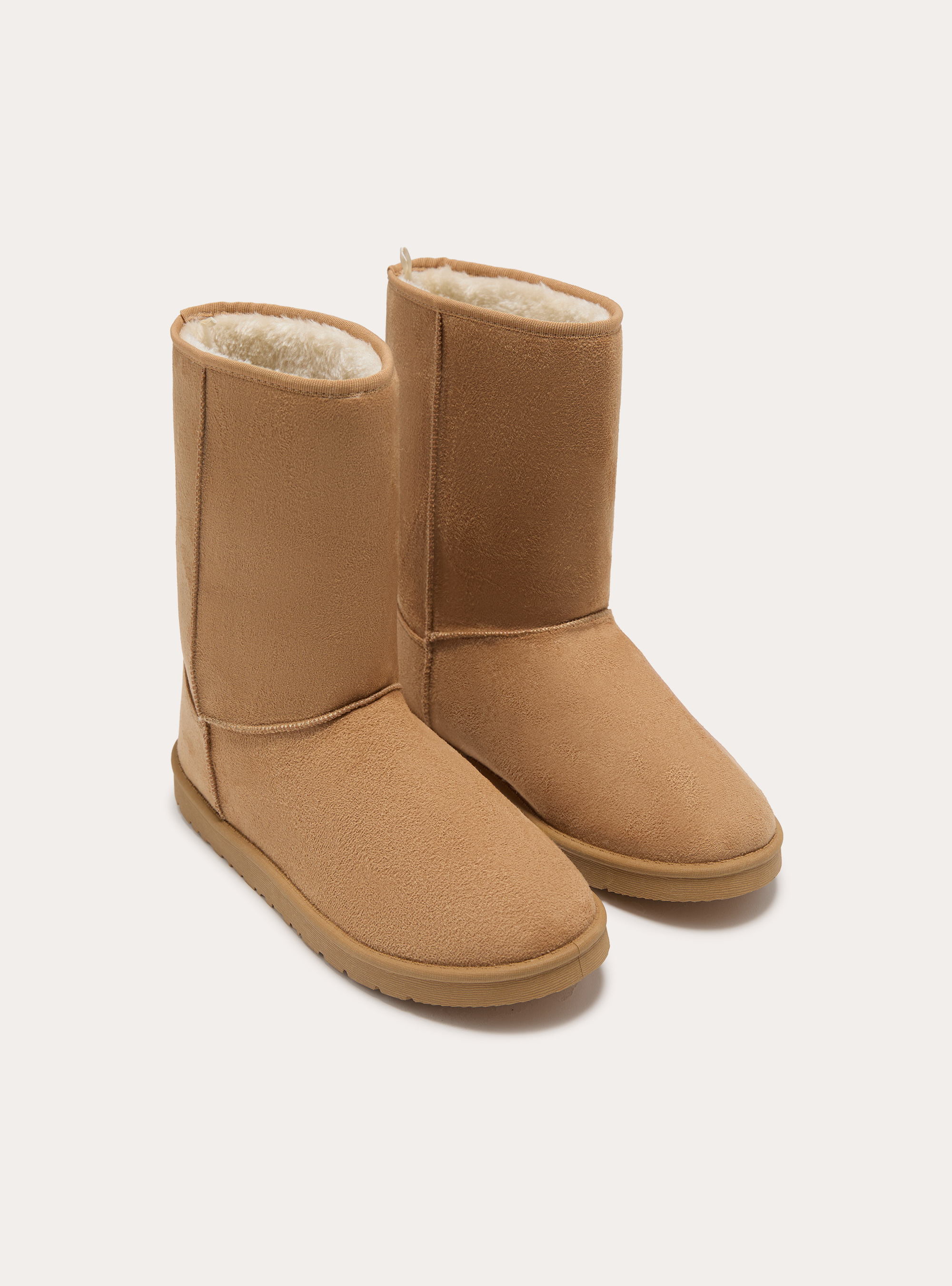 Stivaletti scamosciati con eco pelliccia interna, BG3 BEIGE LIGHT