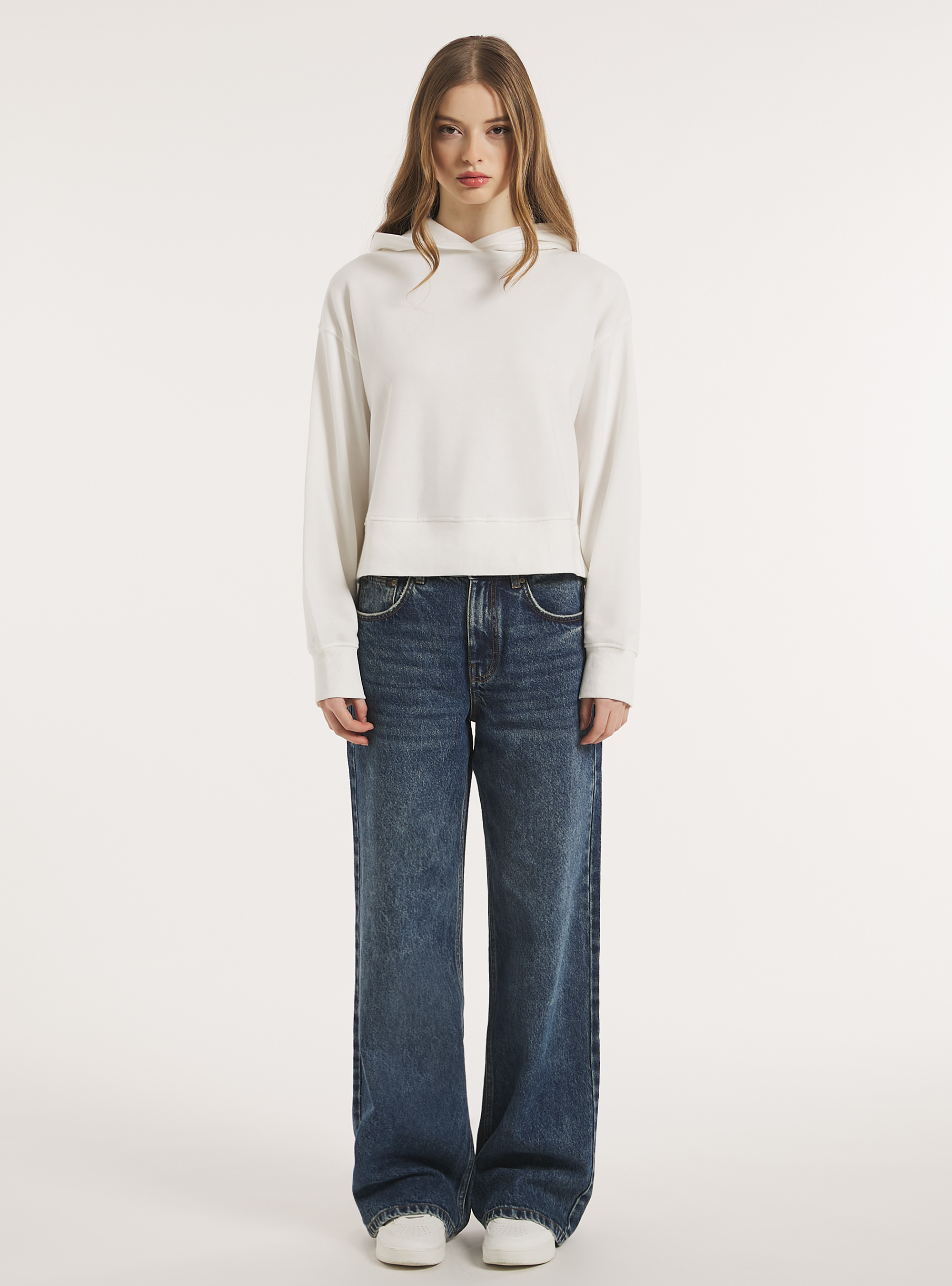 Boxy fit hoodie, WH2 WHITE