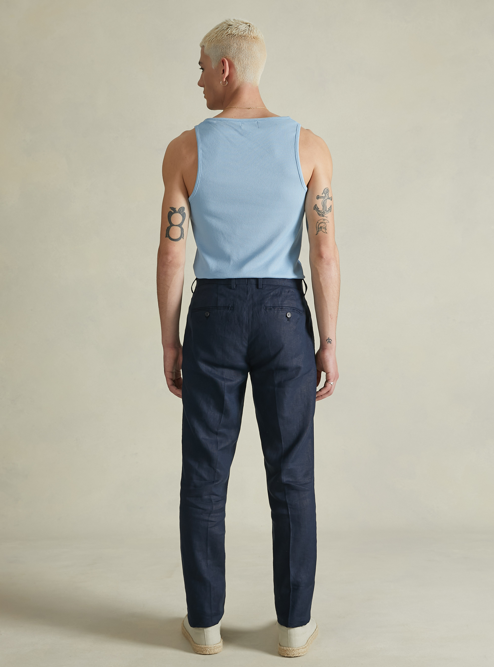 Pantaloni in puro lino, NA1 NAVY DARK