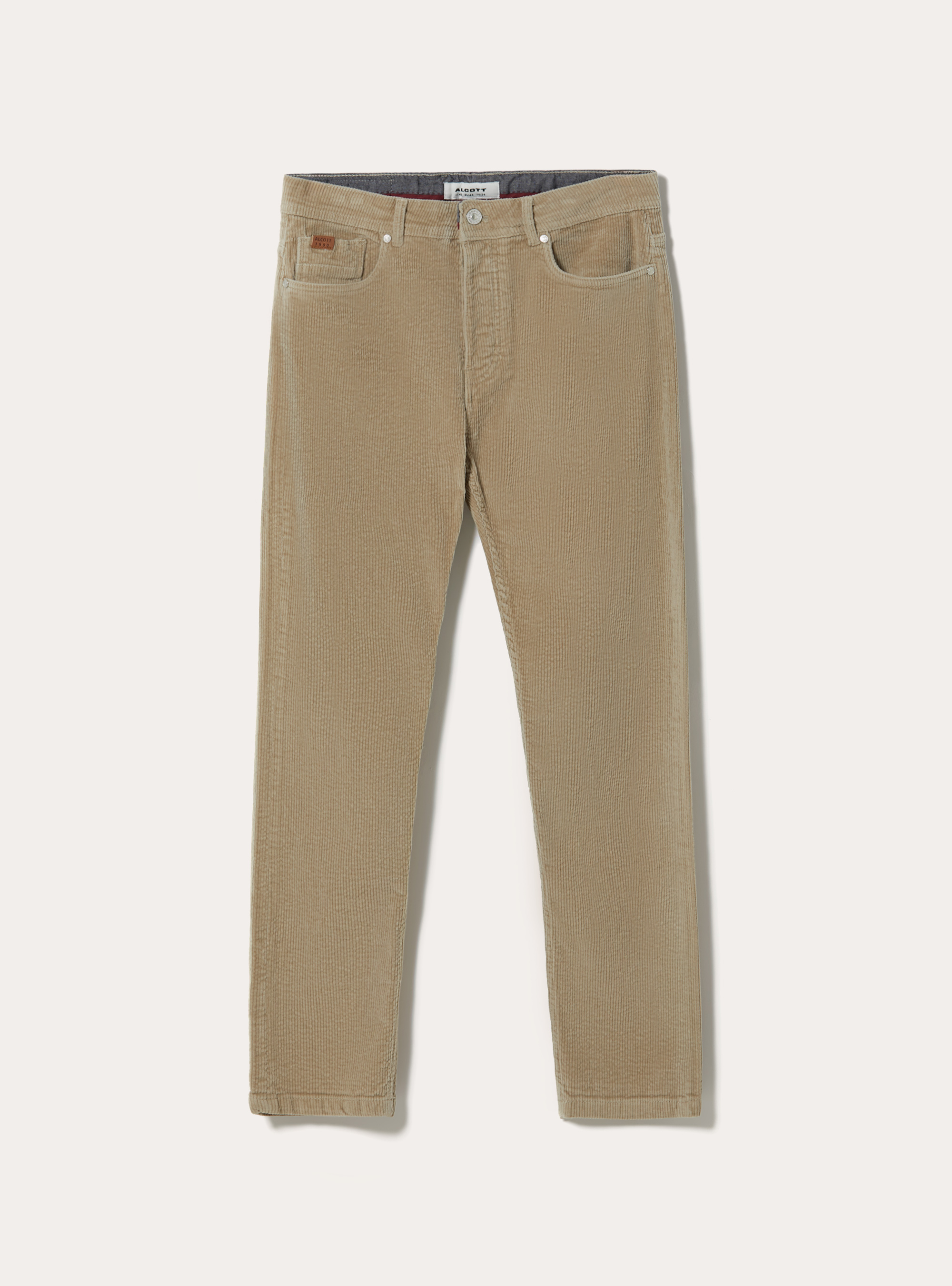 Pantaloni 5 tasche velluto stretch, BG3 BEIGE LIGHT
