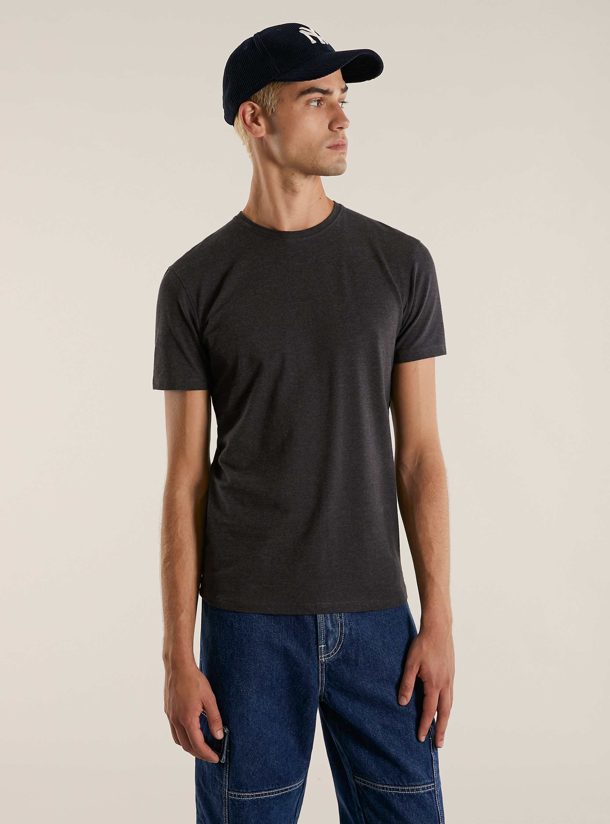 PRINTED T-SHIRT, GREY MELANGE