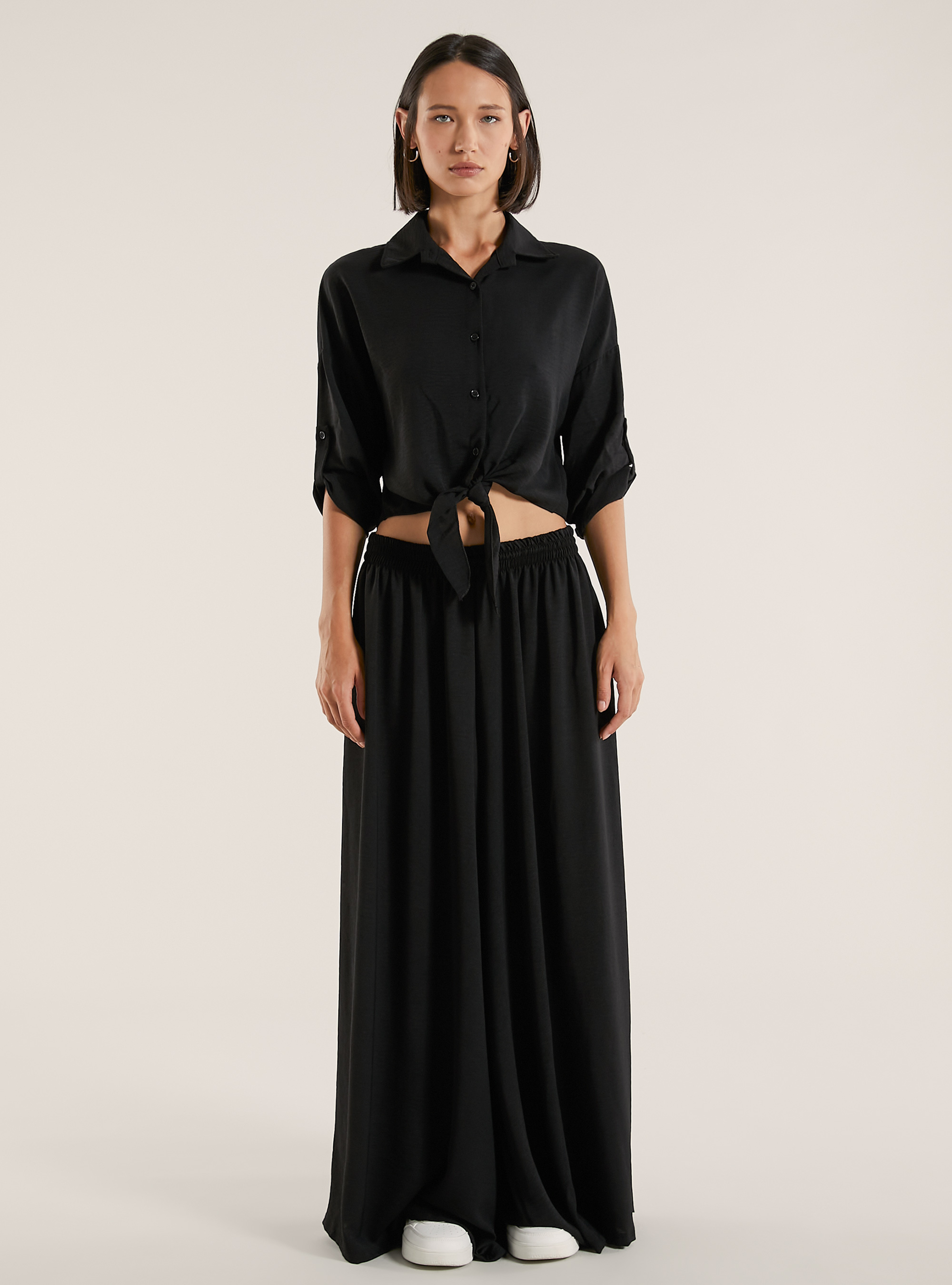 Camicia con nodo, BK1 BLACK