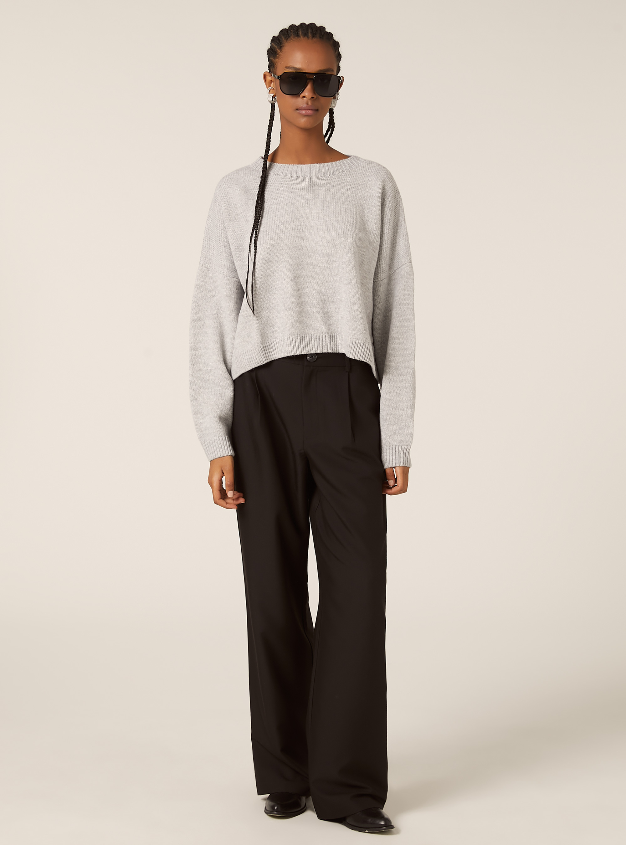 Basic crew neck pullover, MGY2 GREY MEL MEDIUM