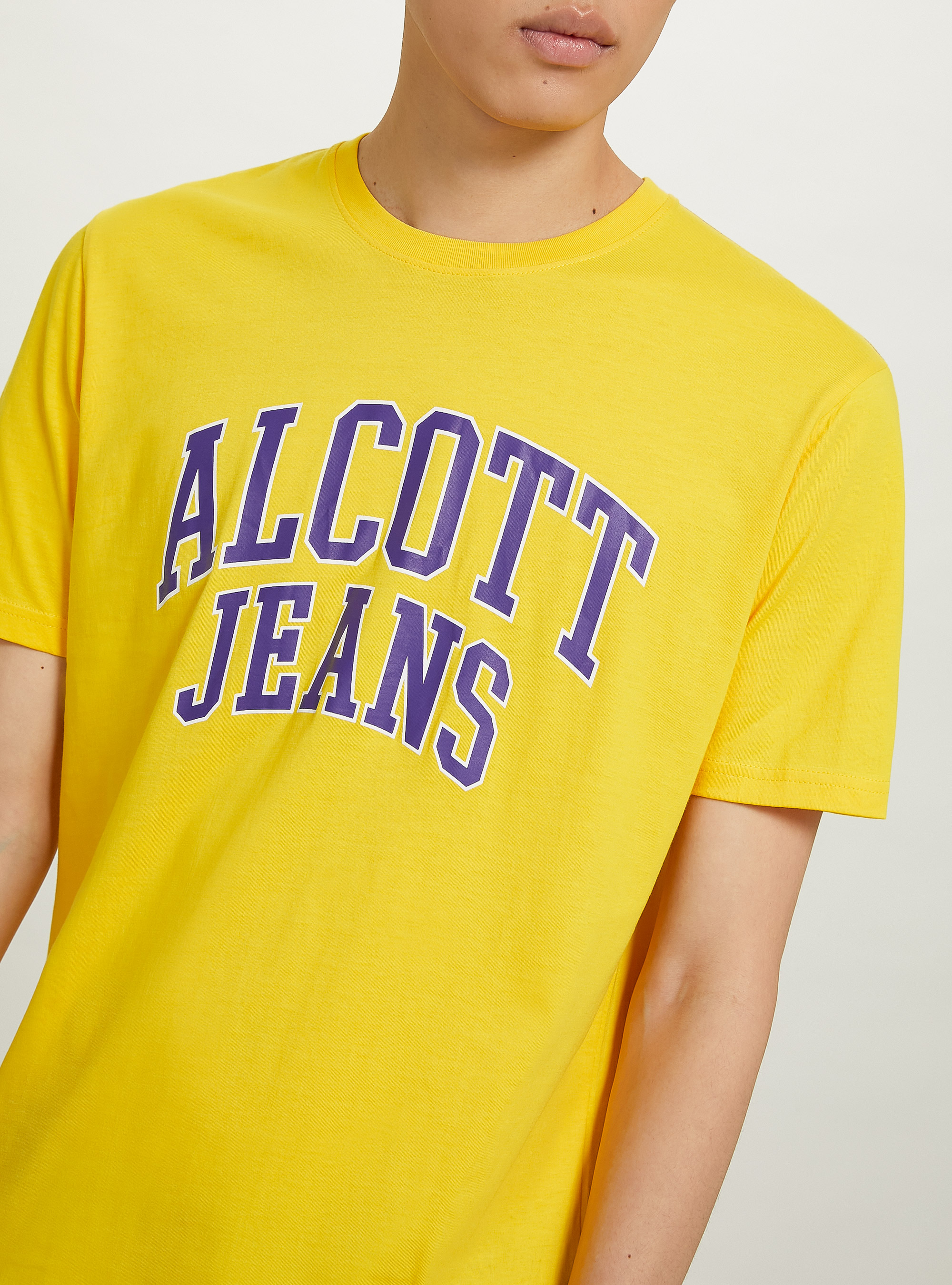 Cotton T-shirt with print, C7704 YELLOW