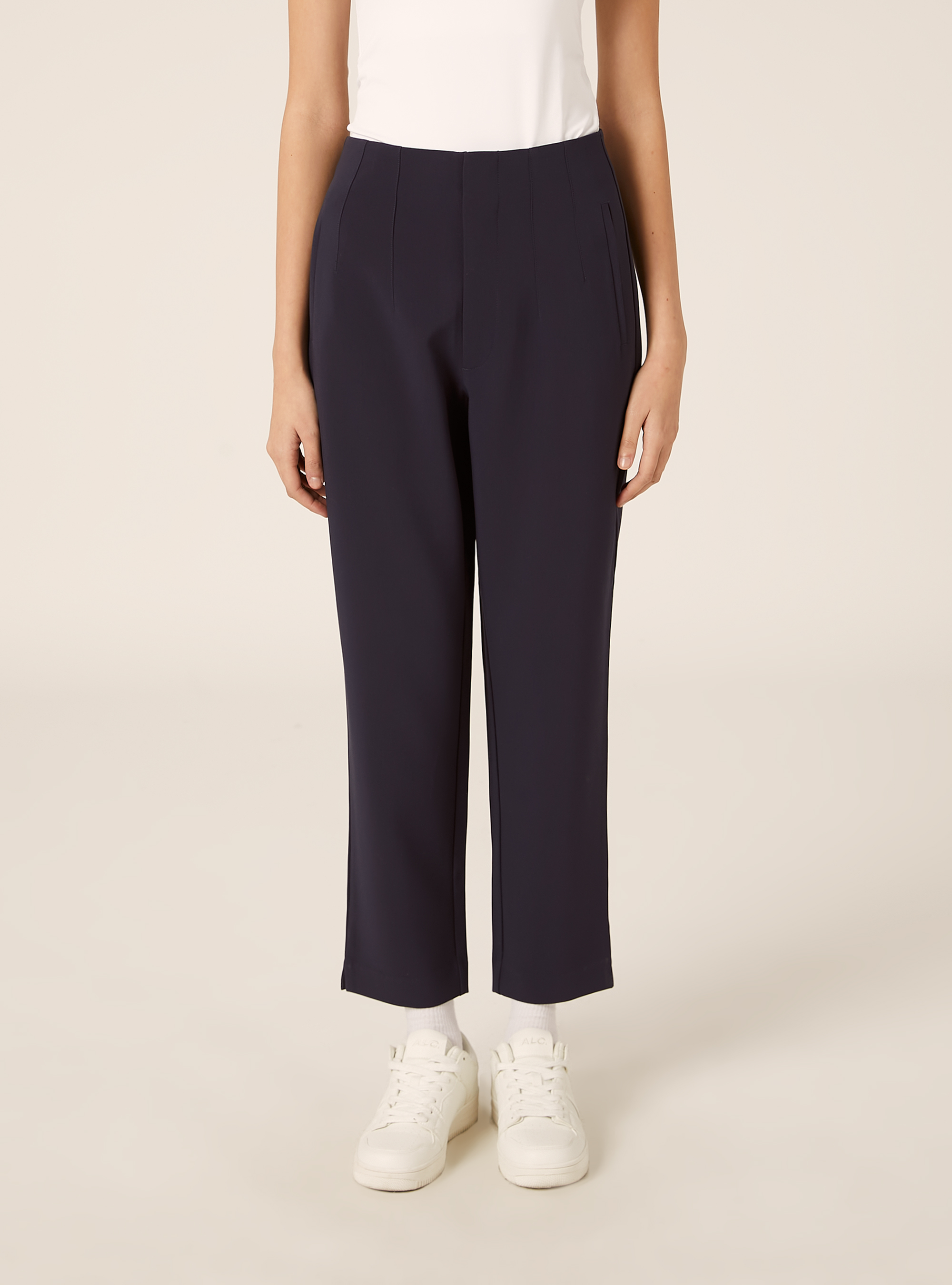 Einfarbige Hose mit Bundfalten, NA2 NAVY MEDIUM