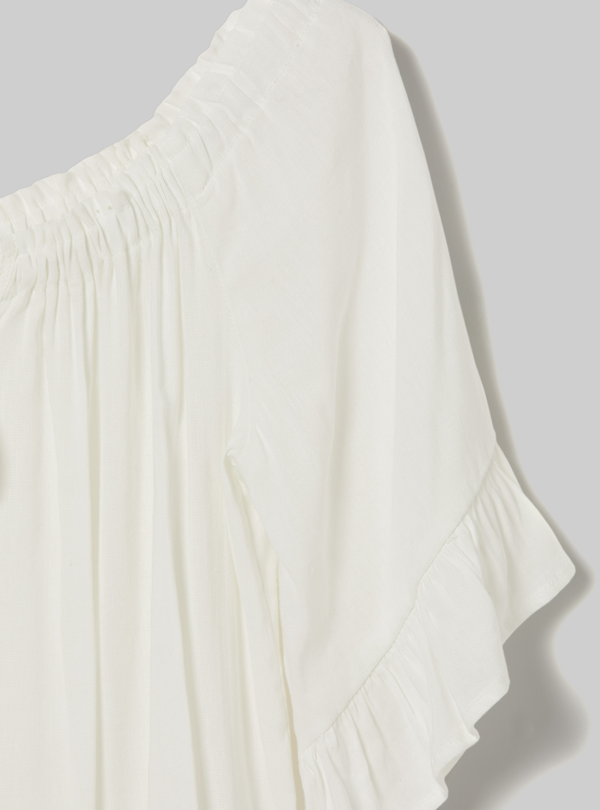 Linen blend blouse with bardot neckline, WH2 WHITE