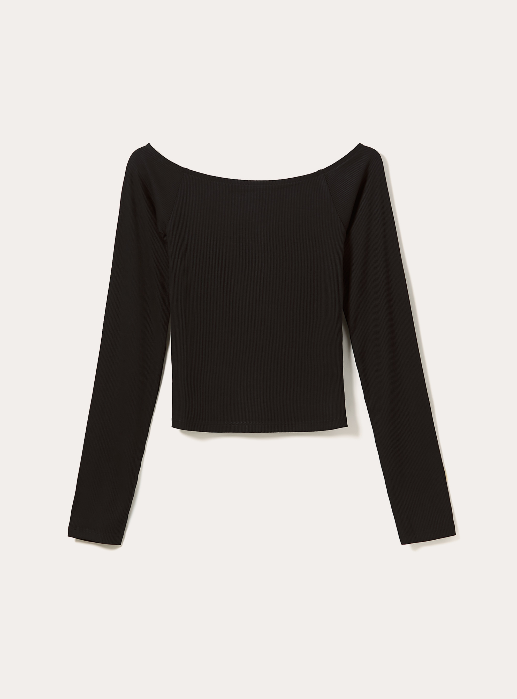 Maglia maniche lunghe scollo bardot, BK1 BLACK