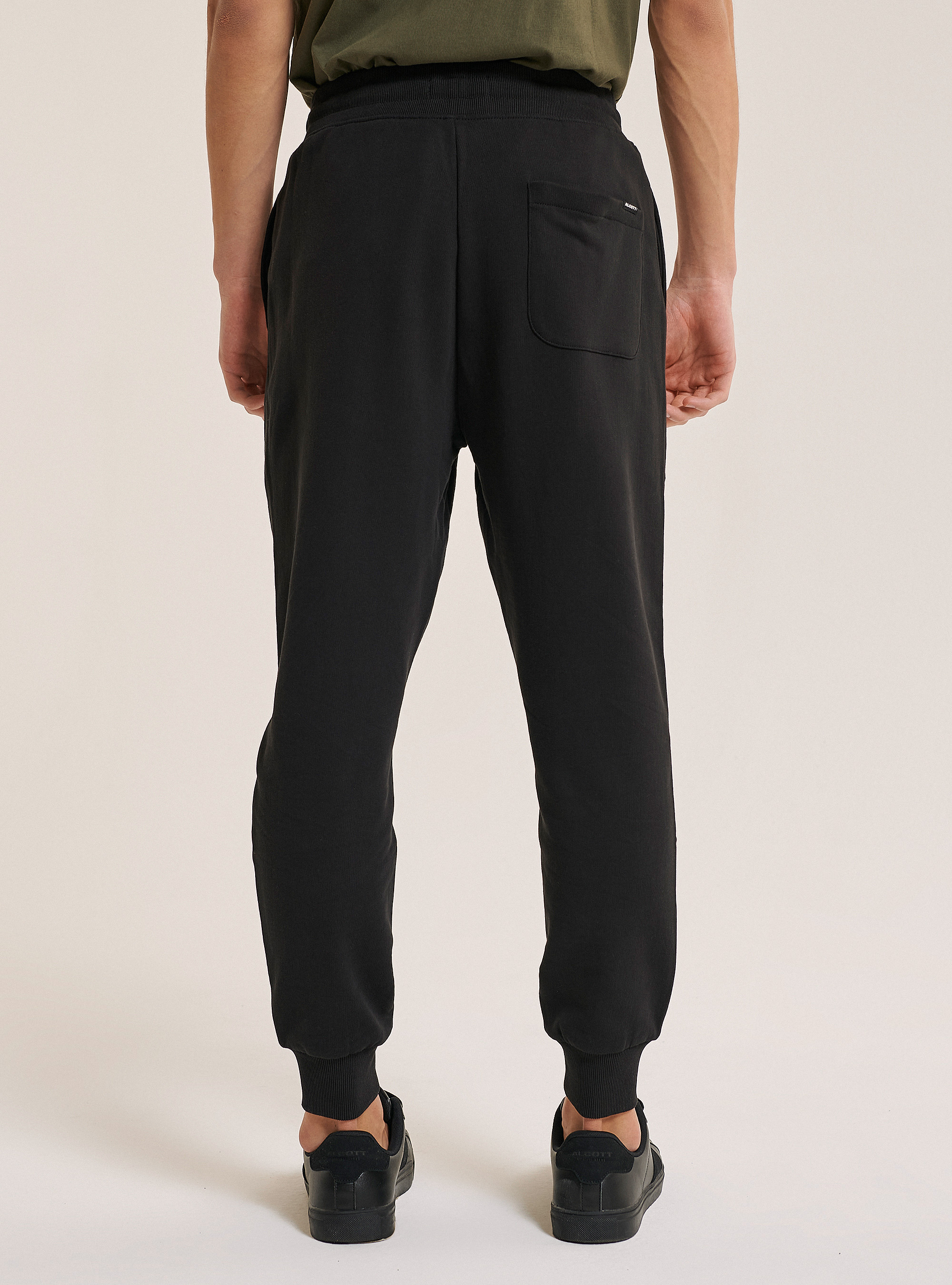 Pantaloni jogger con ricamo logo in cotone, NERO