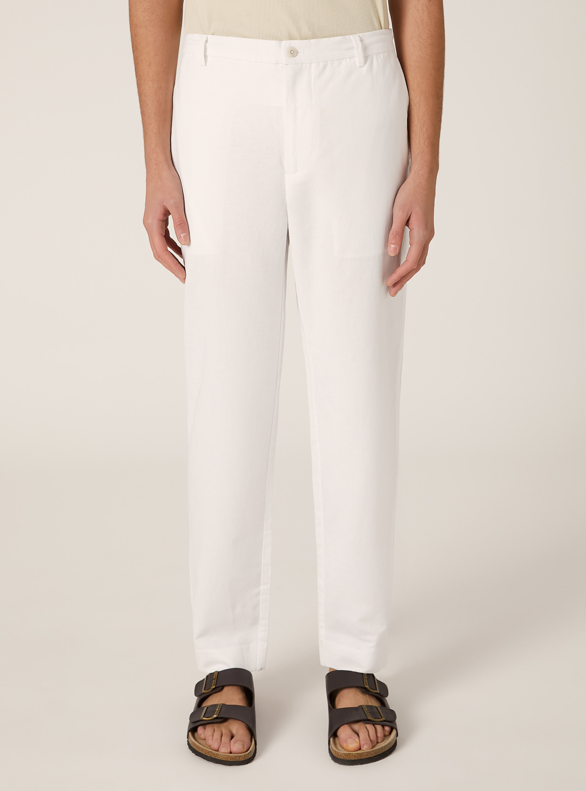Linen blend chinos, WH1 OFF WHITE