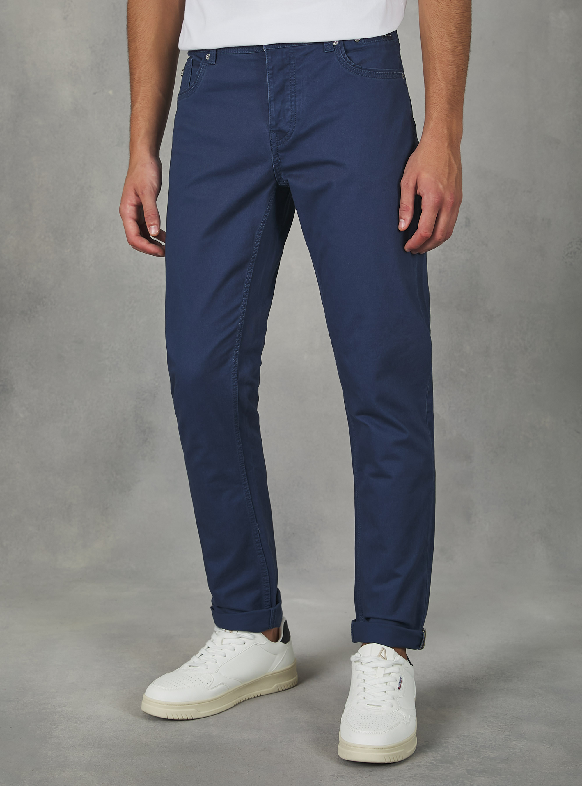 Skinny fit cotton trousers, BL2 BLUE MEDIUM