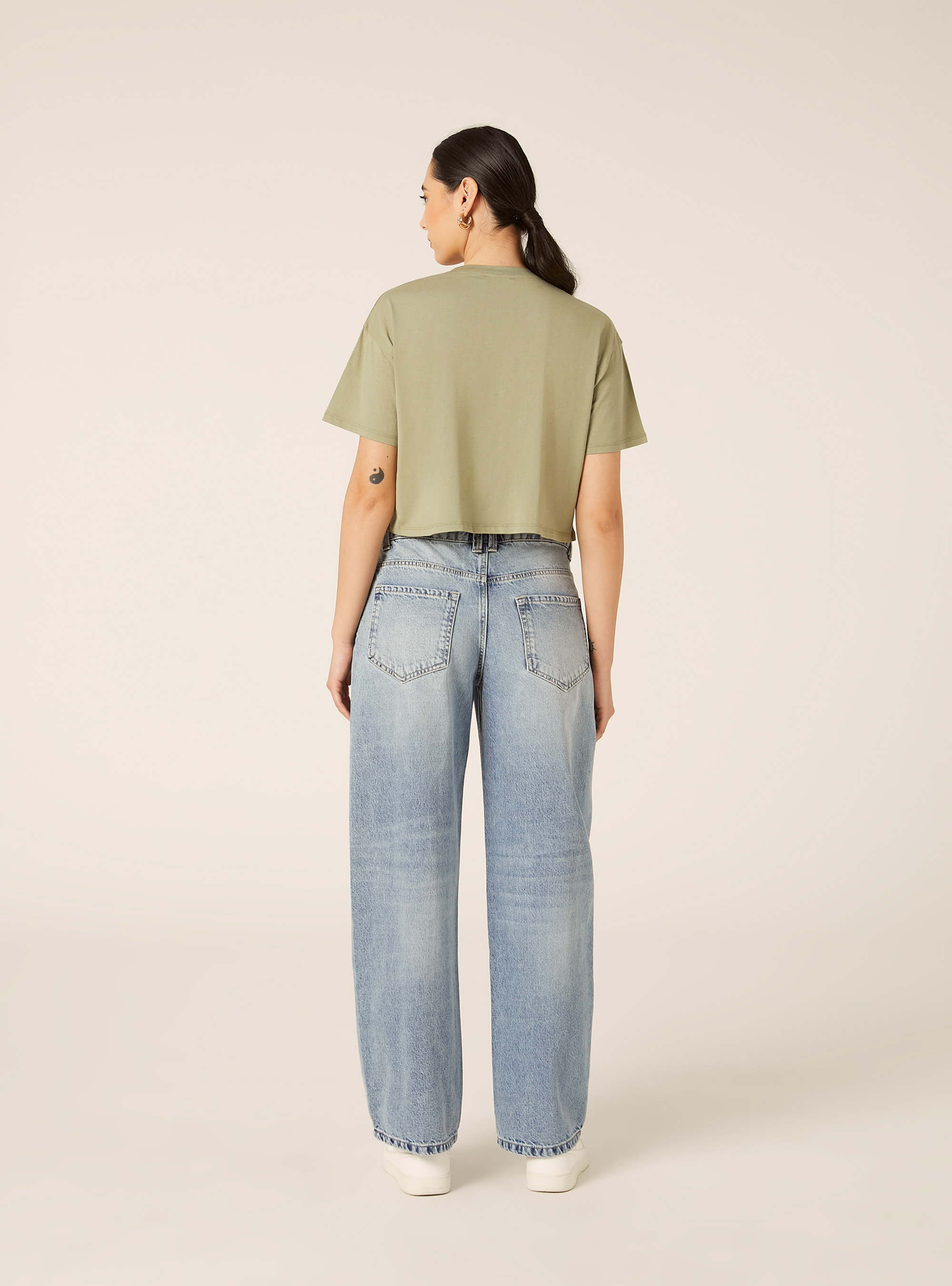 T-shirt crop over tinta unita, KY2 KAKY MEDIUM