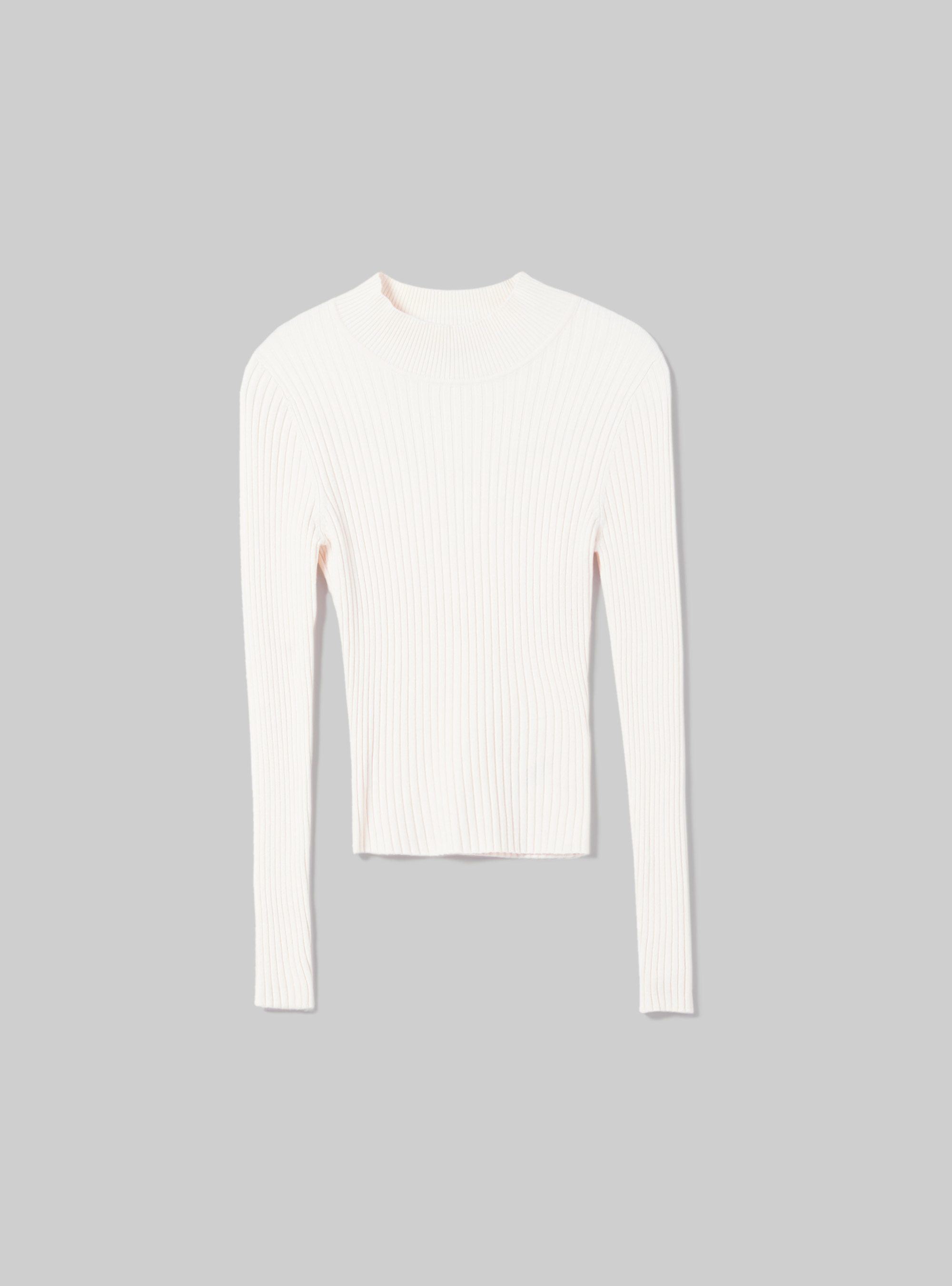 Jersey corto de canalé con medio cuello, WH1 OFF WHITE