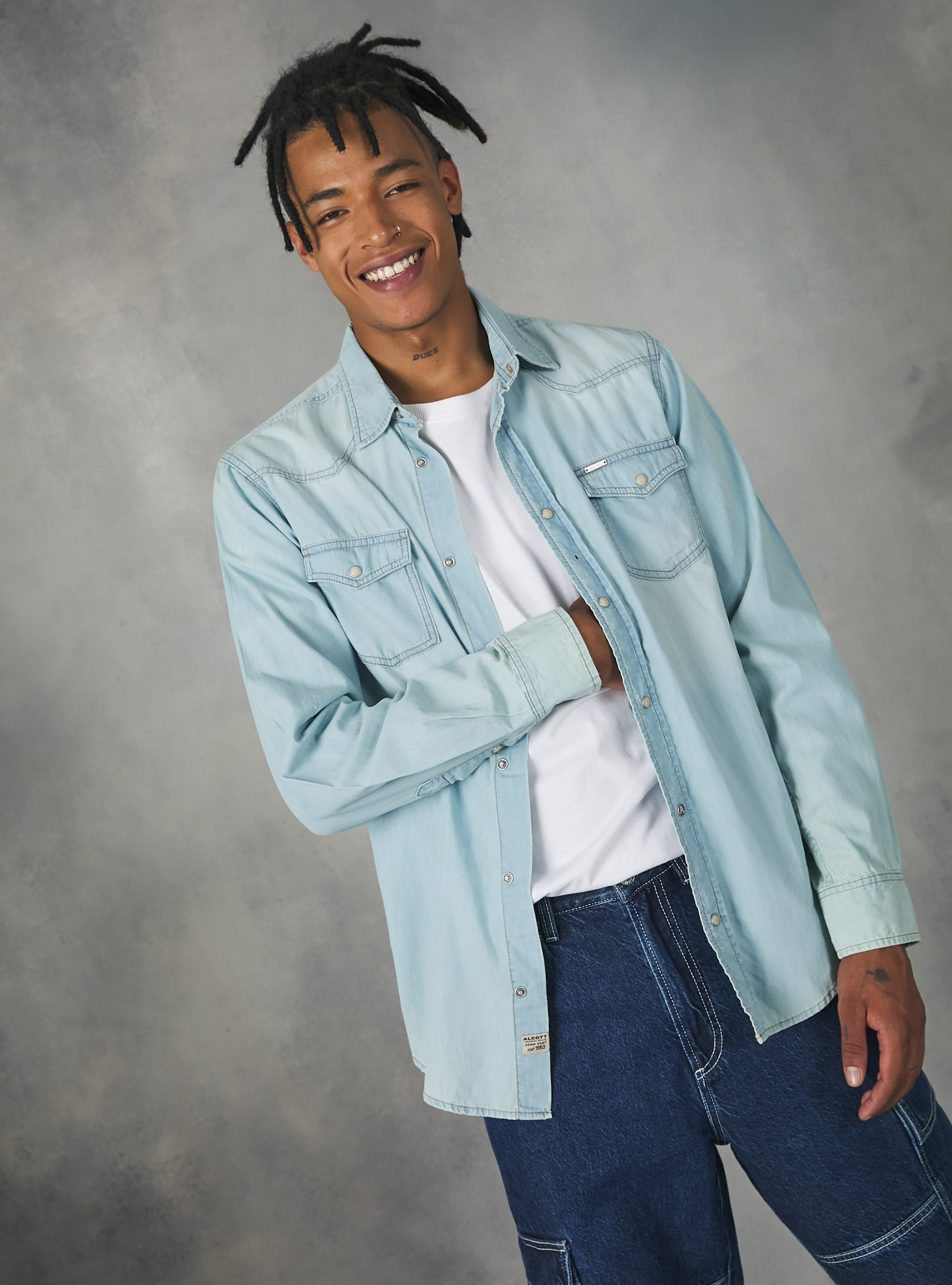 Camisa vaquera, AZUL