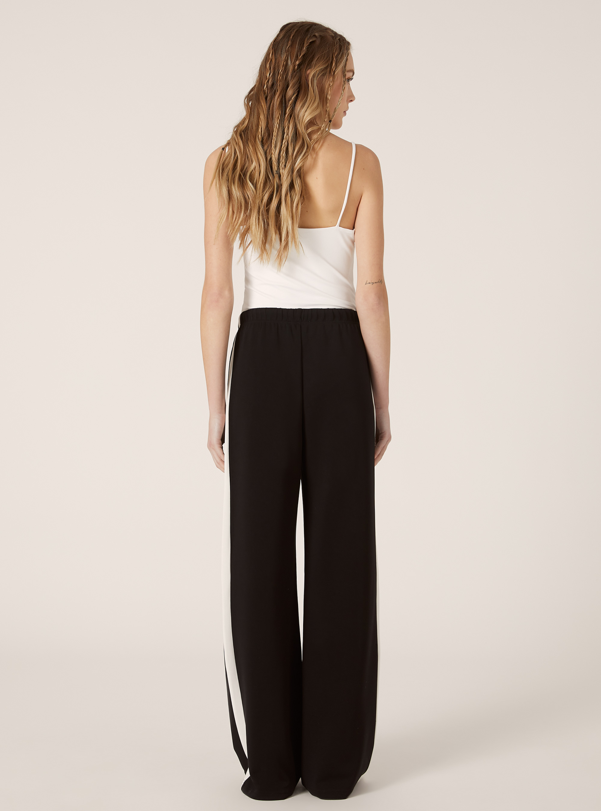 Wide leg soft touch trousers, BK1 BLACK