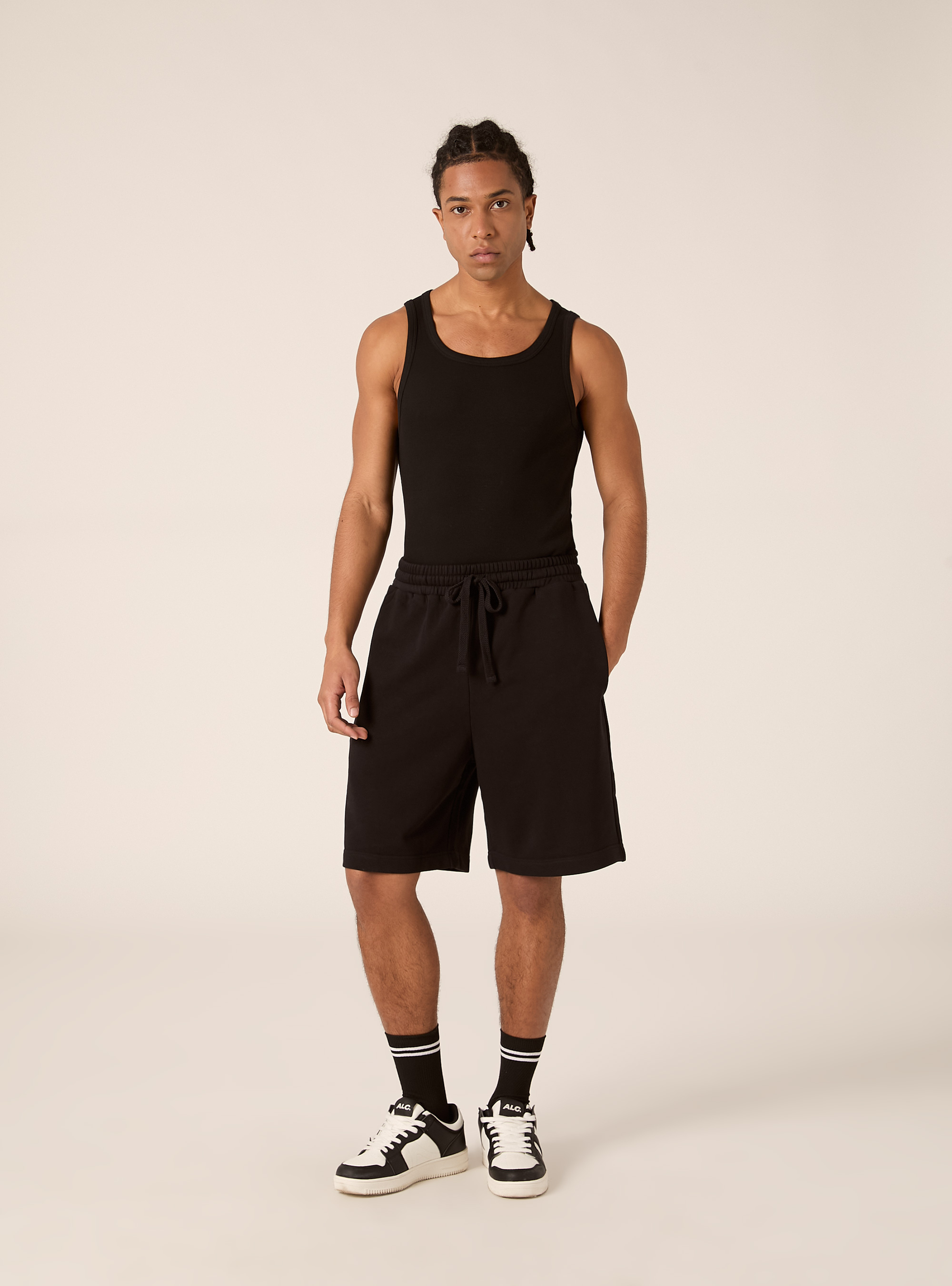 Bermuda  basico in felpa, BK1 BLACK