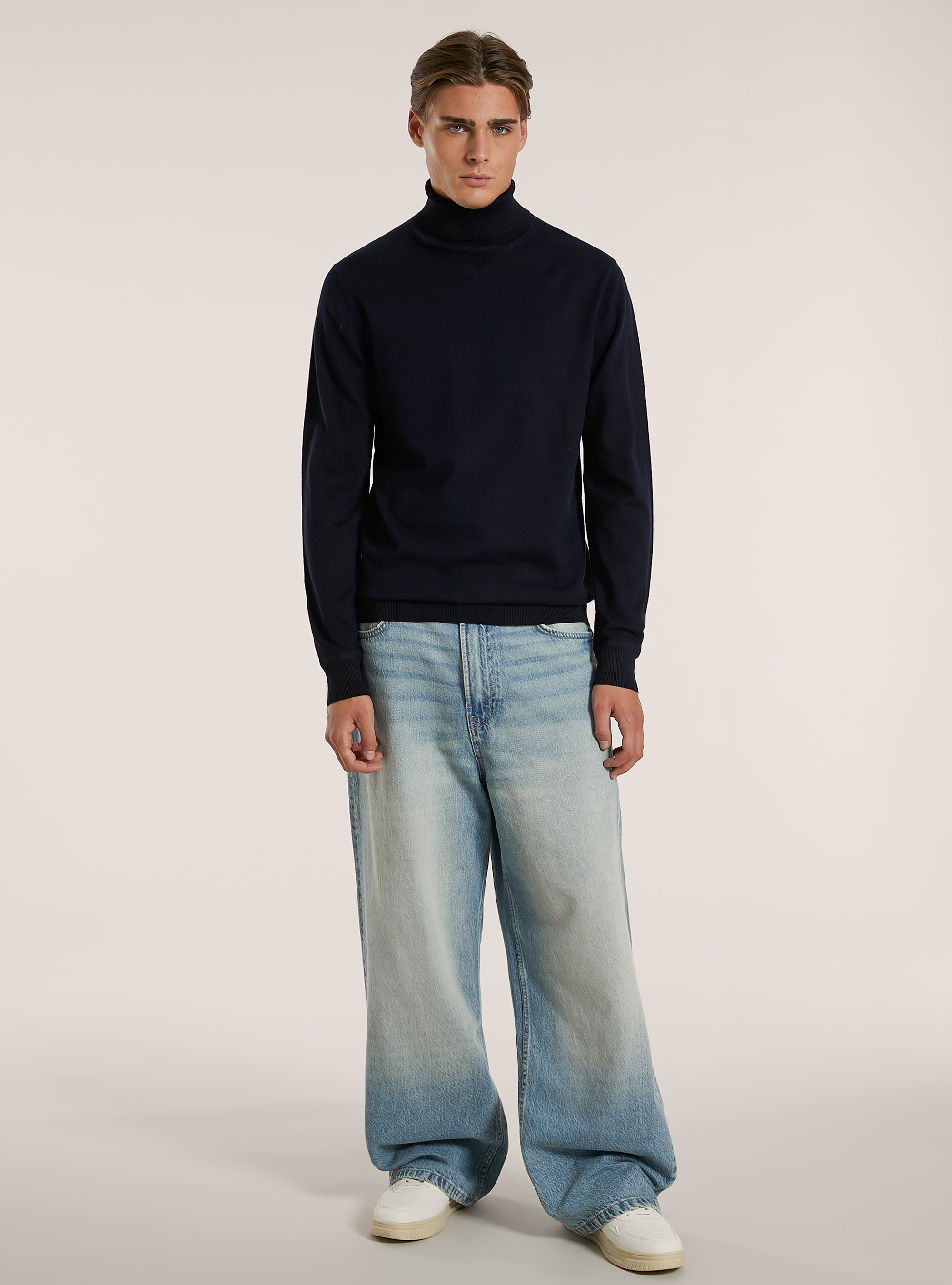 Pullover collo alto in viscosa, NA1 NAVY DARK