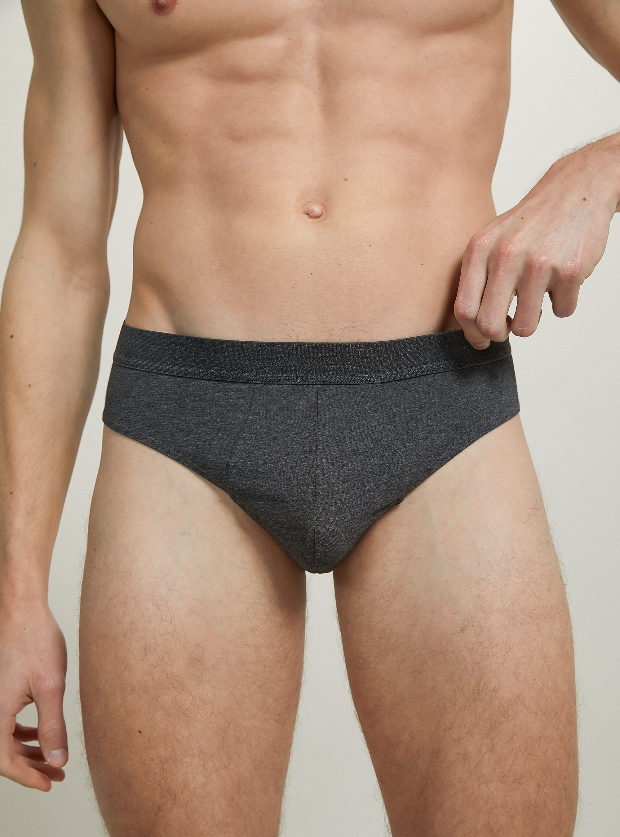 Set of 3 stretch cotton briefs, BK1/MGY2/MGY1