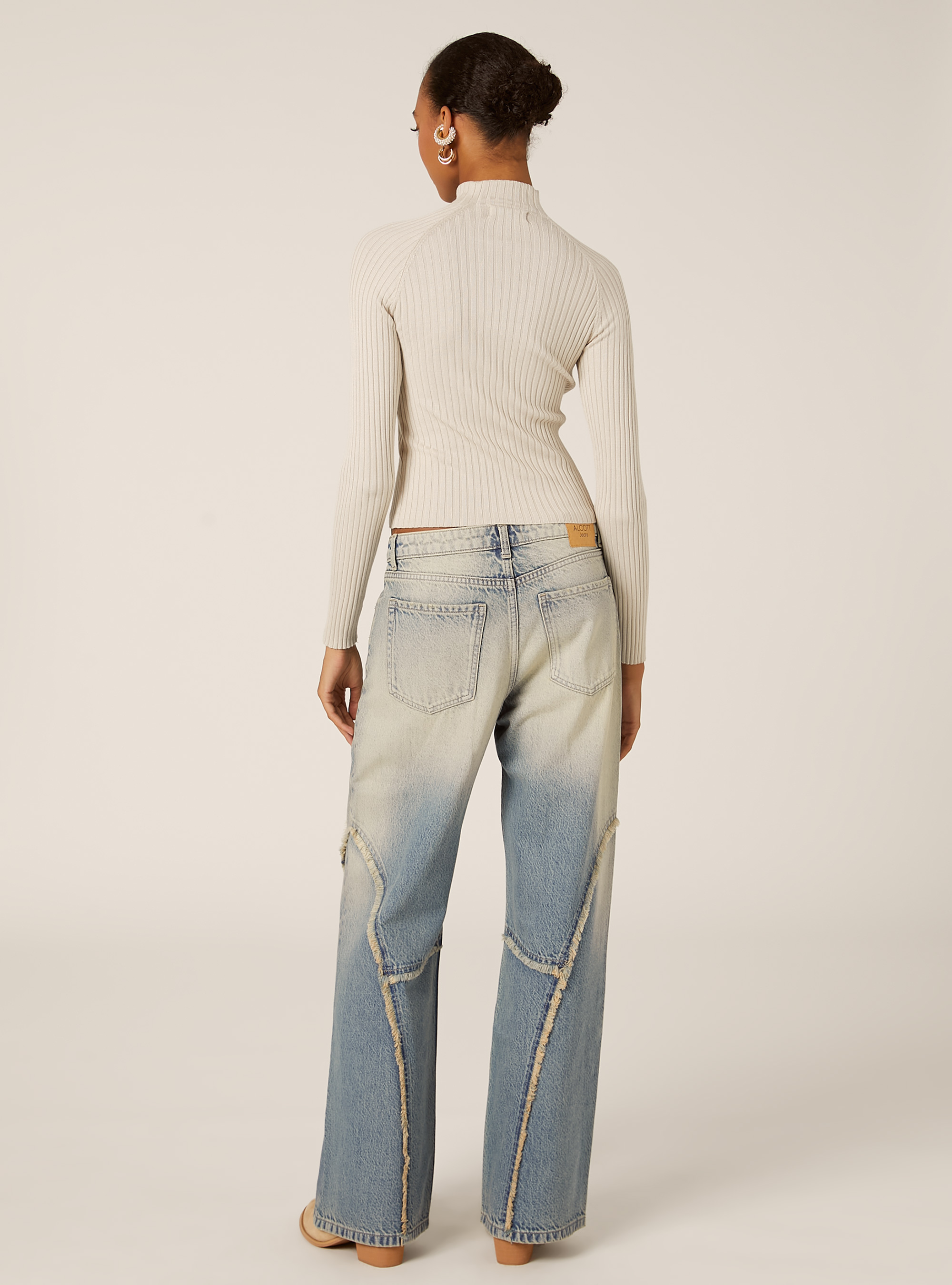 Mid-neck ribbed pullover, CR3 CREAM LIGHT