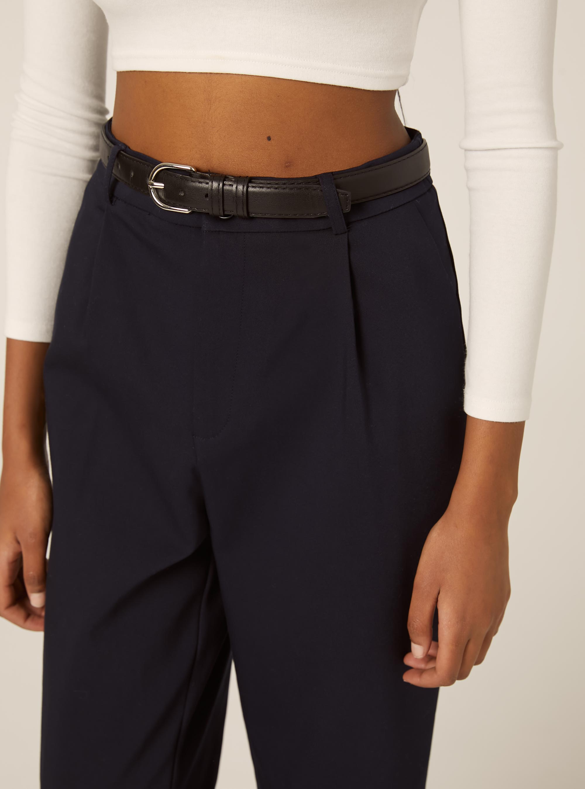 Pantalones entallados con cinturón, NA2 NAVY MEDIUM