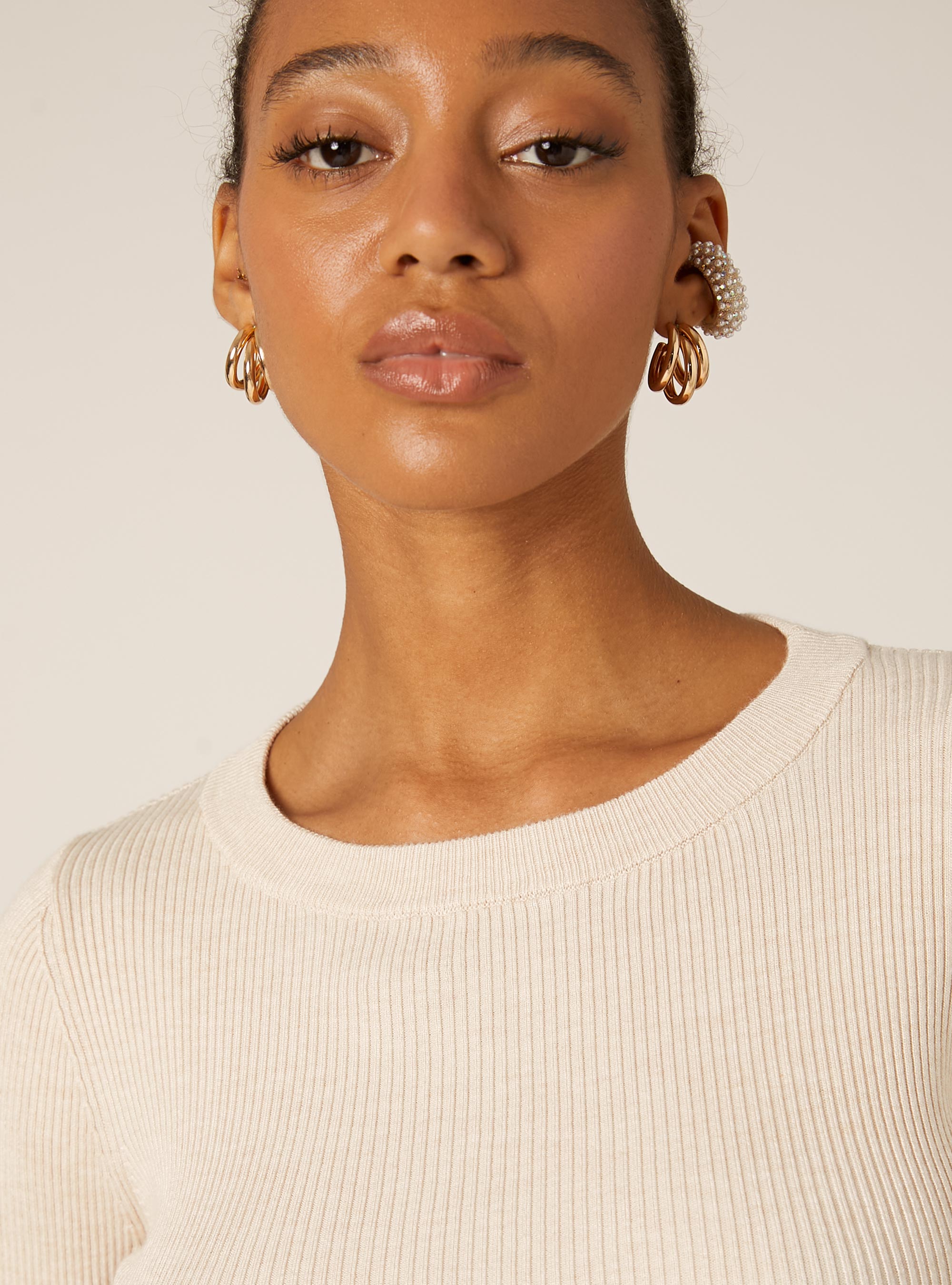 Lightweight ribbed knit, CR2 CREAM MEDIUM