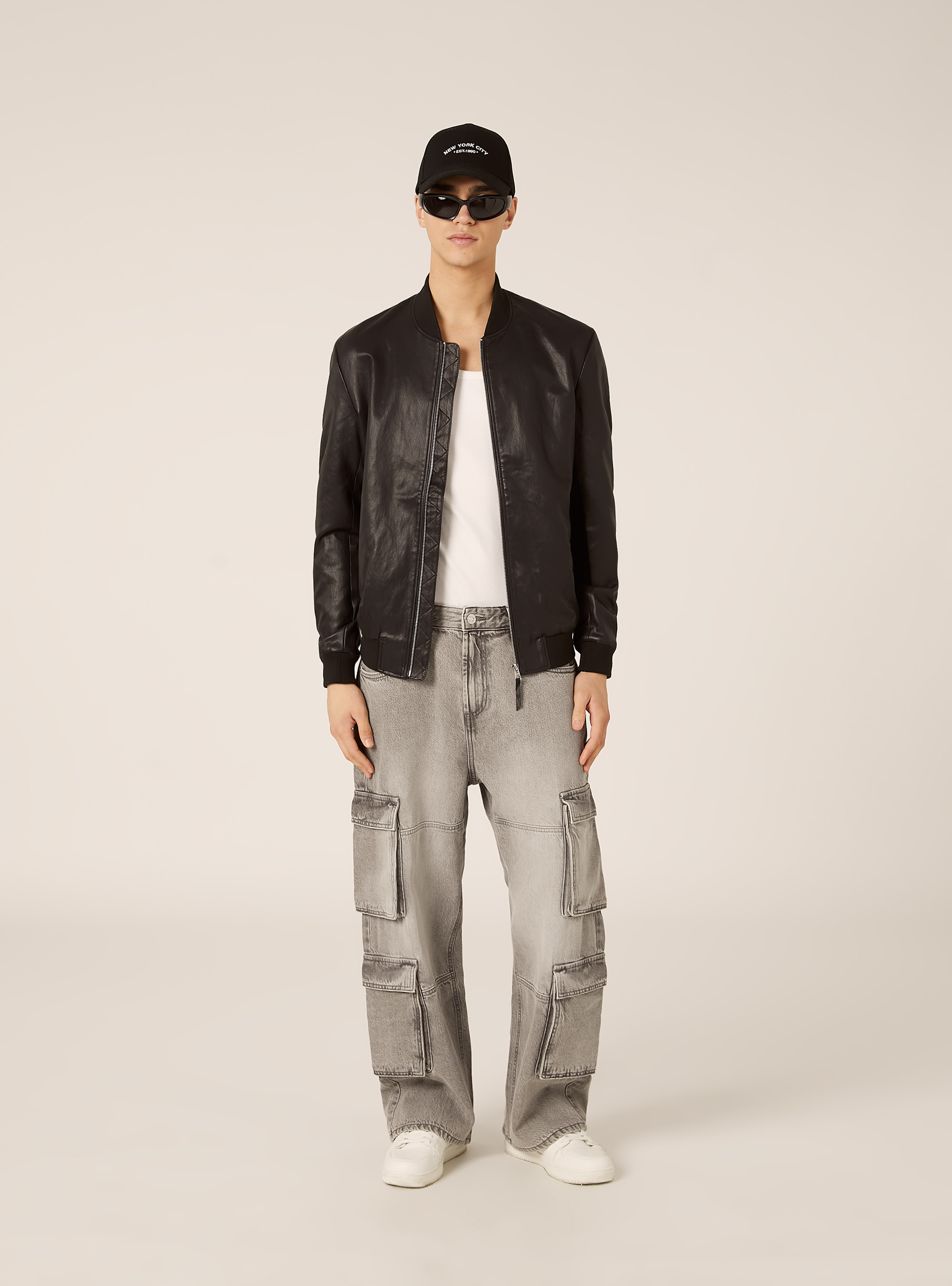 Bomber effetto pelle, BK1 BLACK