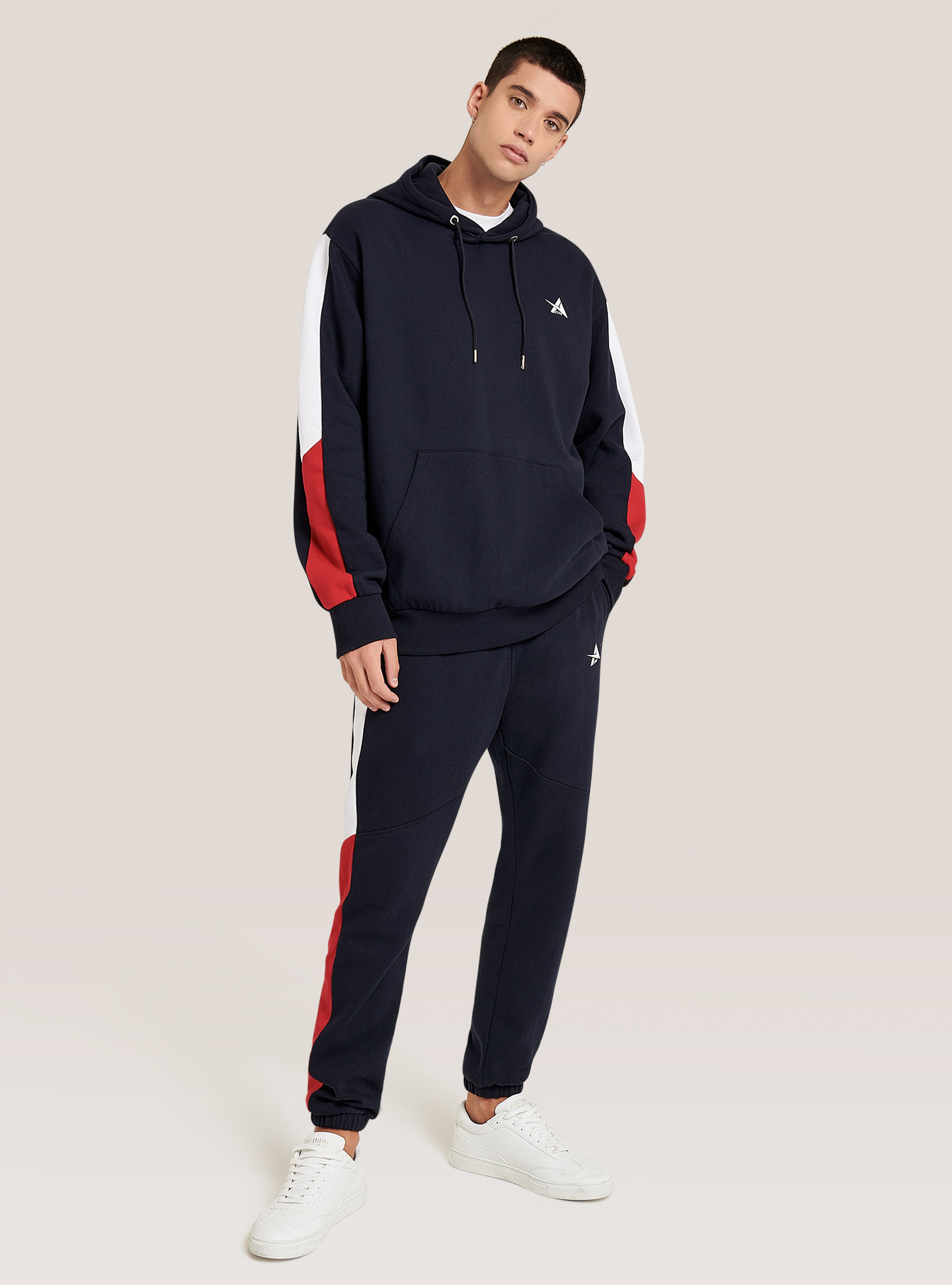 Sudadera de algodón de gran tamaño, AZUL MARINO