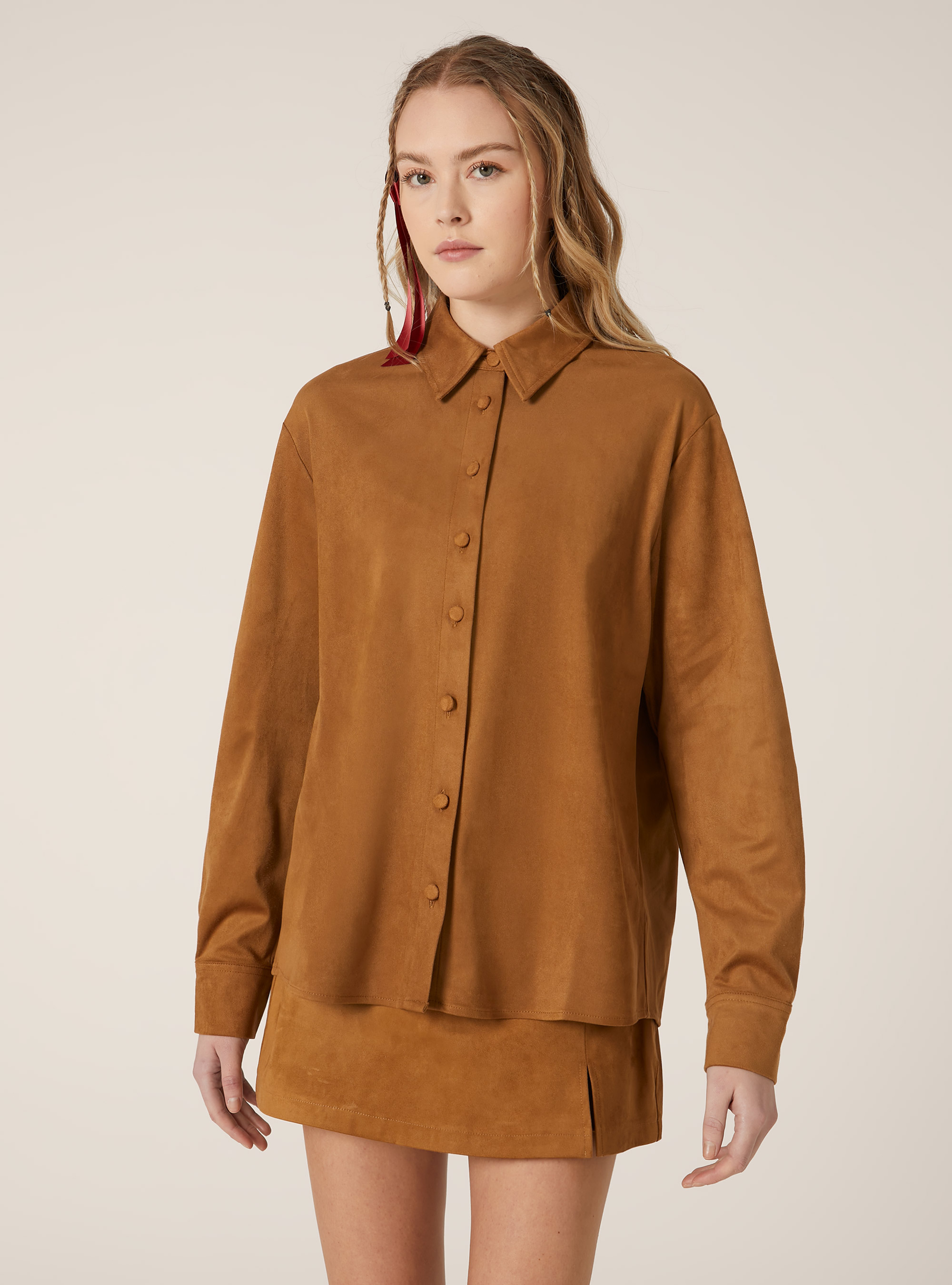 Camicia effetto suede, TB2 TOBACCO MEDIUM