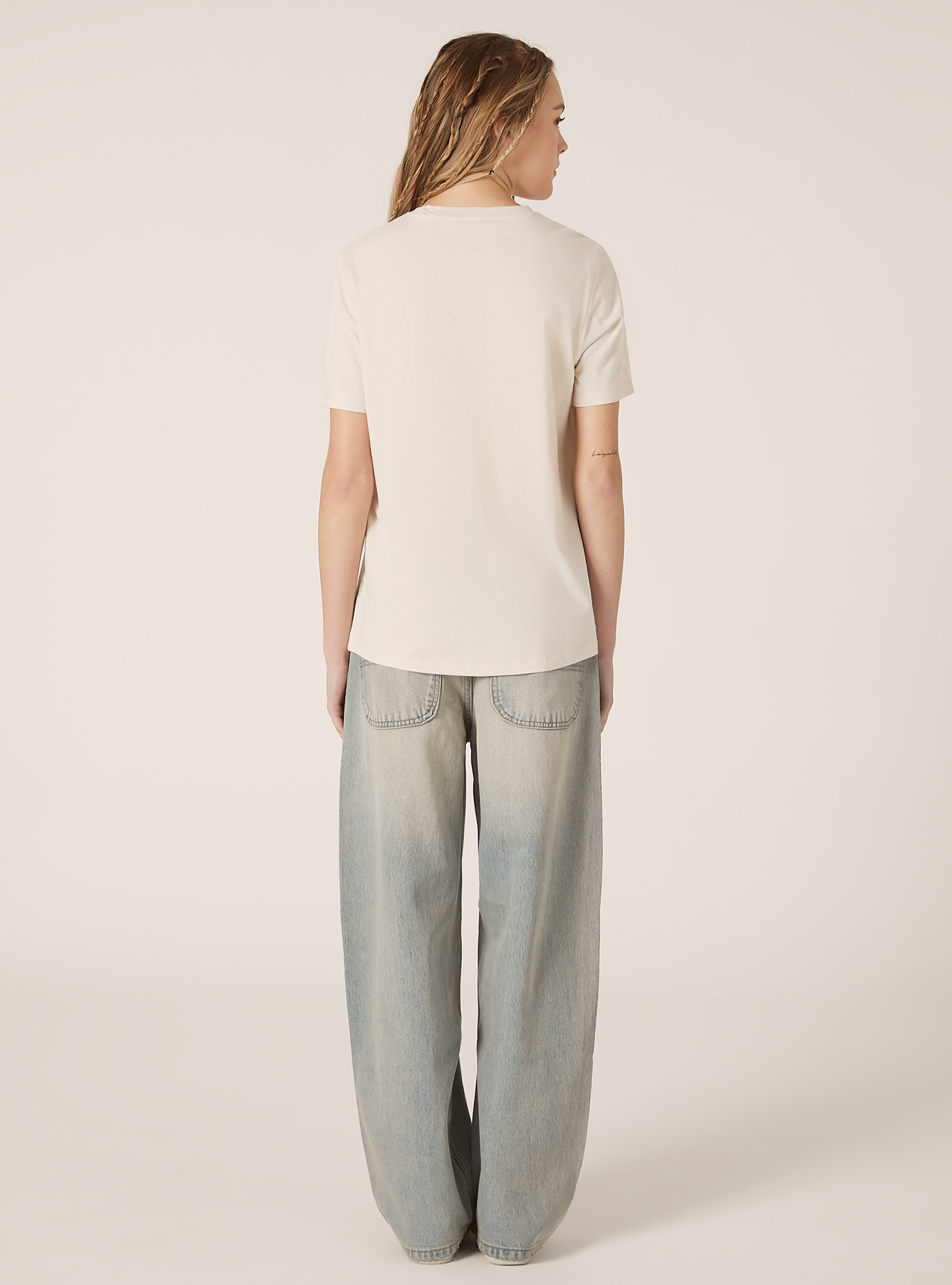 Crew-neck cotton T-shirt, CR3 CREAM LIGHT