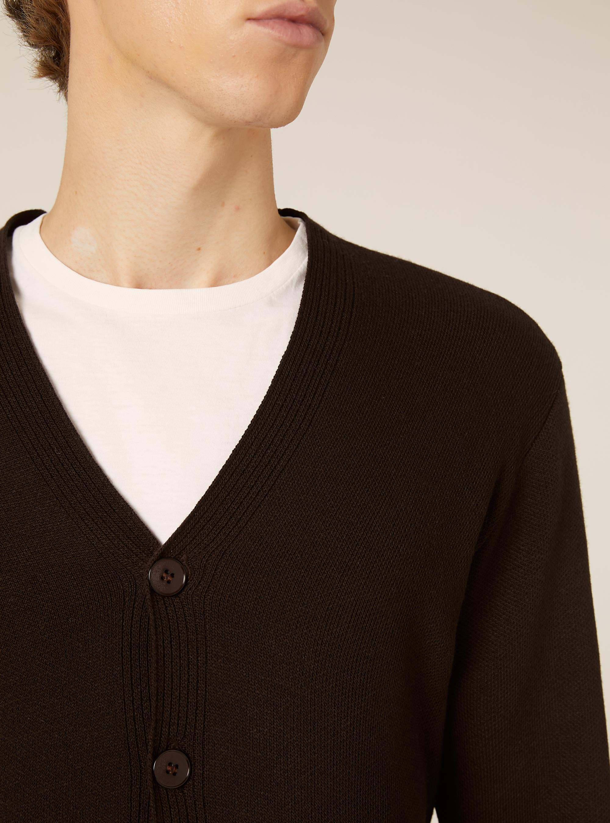 Knitted cardigan with V-neck, BR1 BROWN DARK
