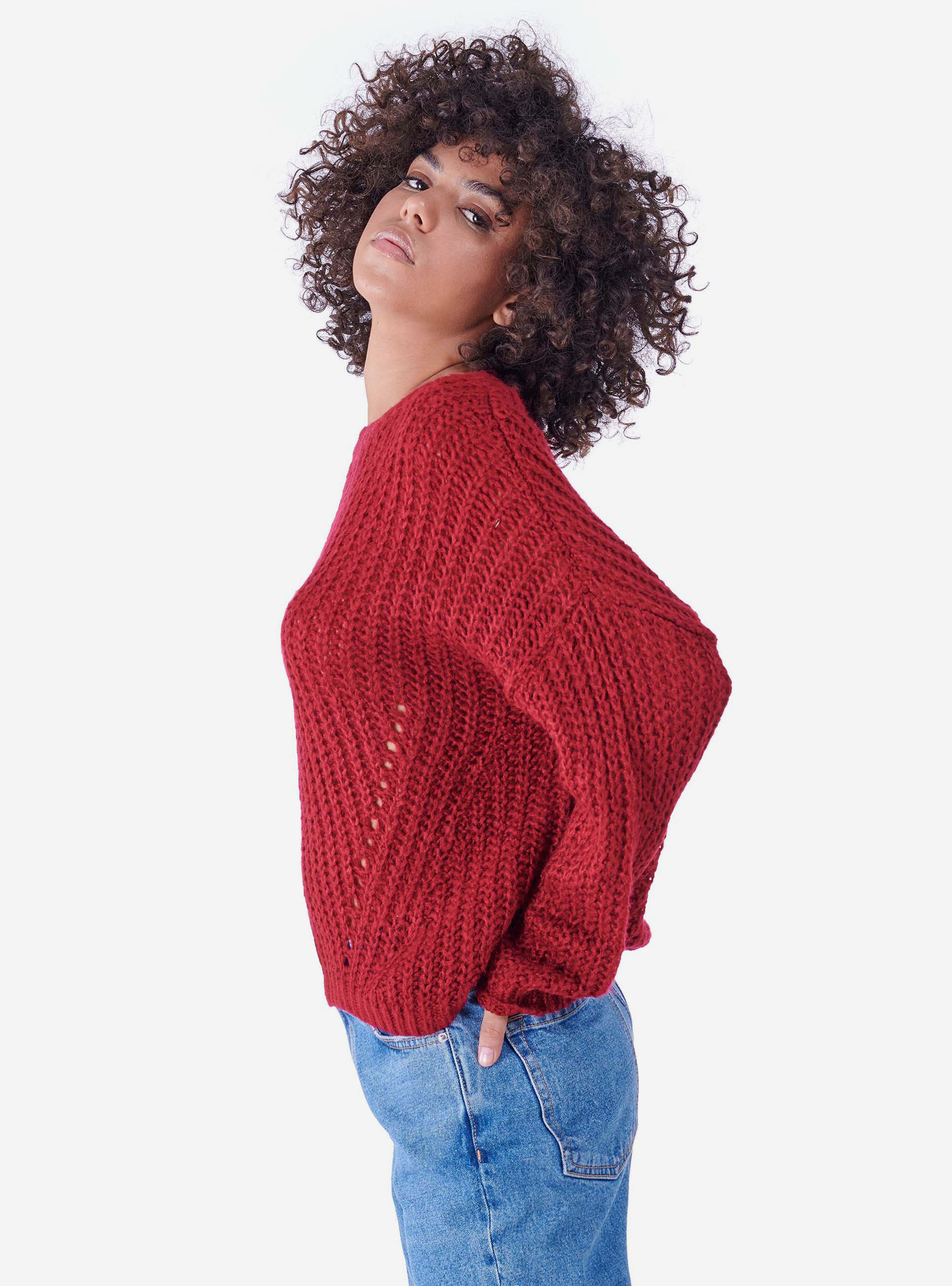 JERSEY CUELLO REDONDO ANCHO, ROJO