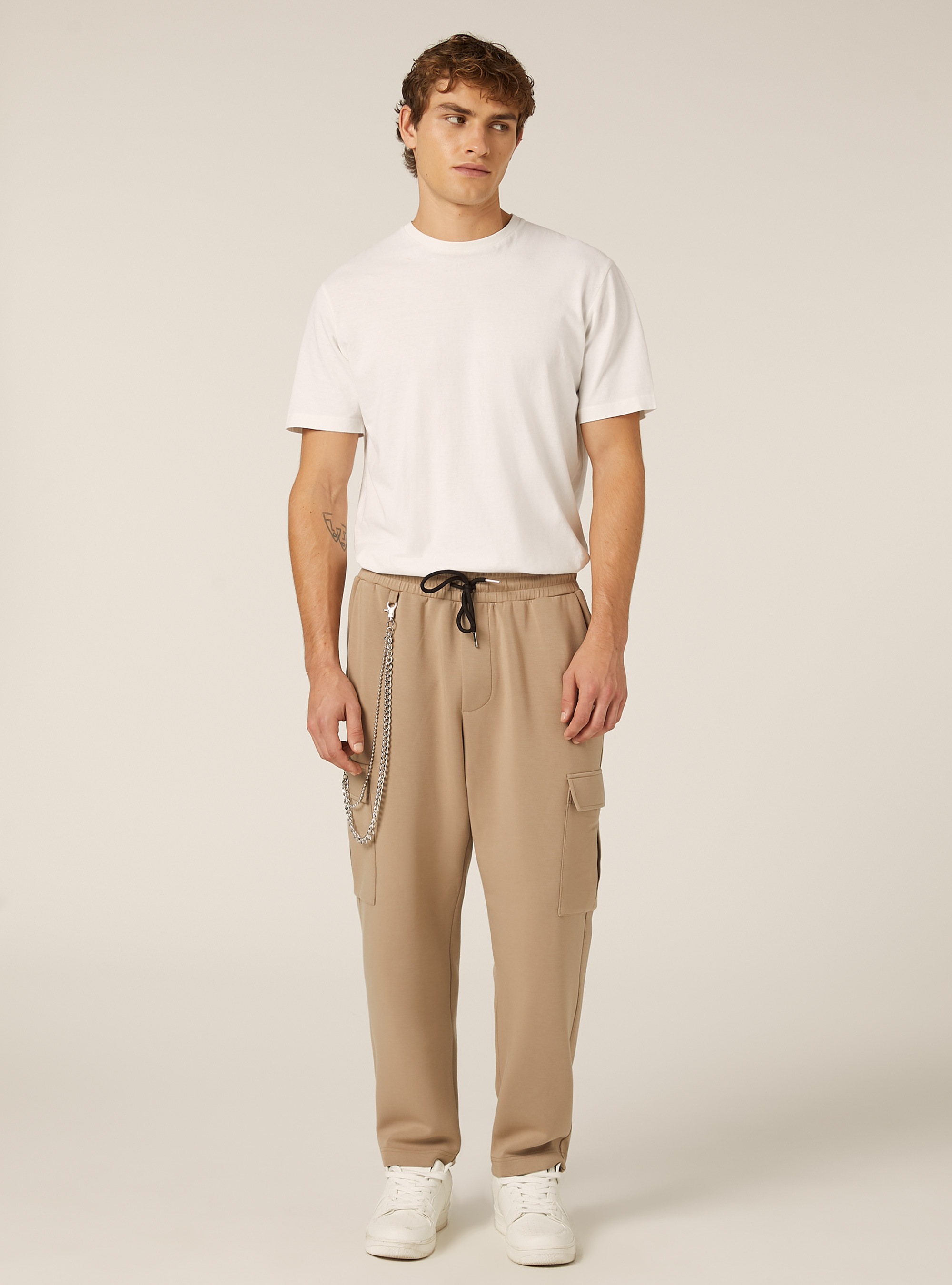 Soft touch cargo jogger trousers, BG2 BEIGE MEDIUM