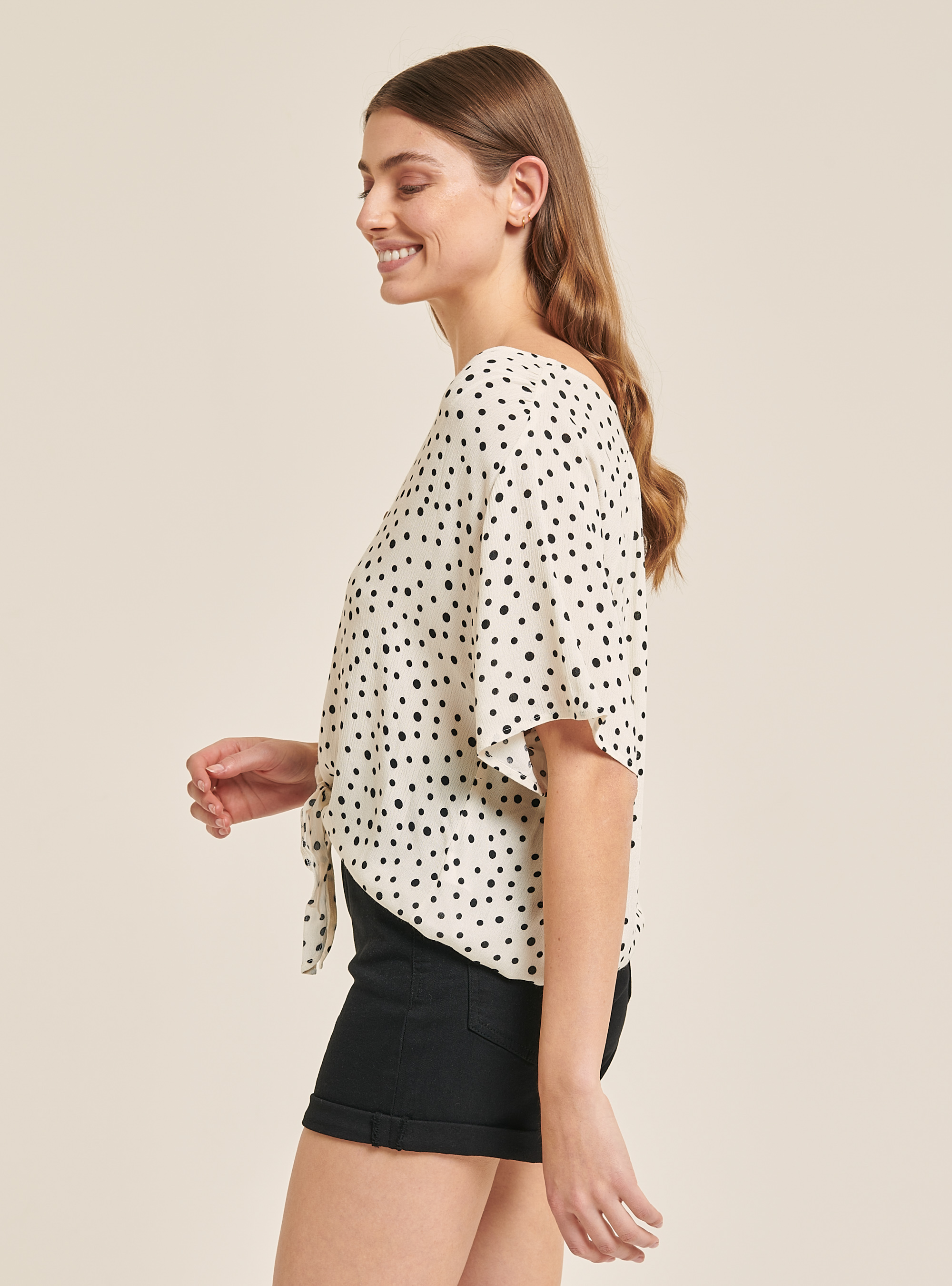 Printed shirt with knot, MULTICOLOR