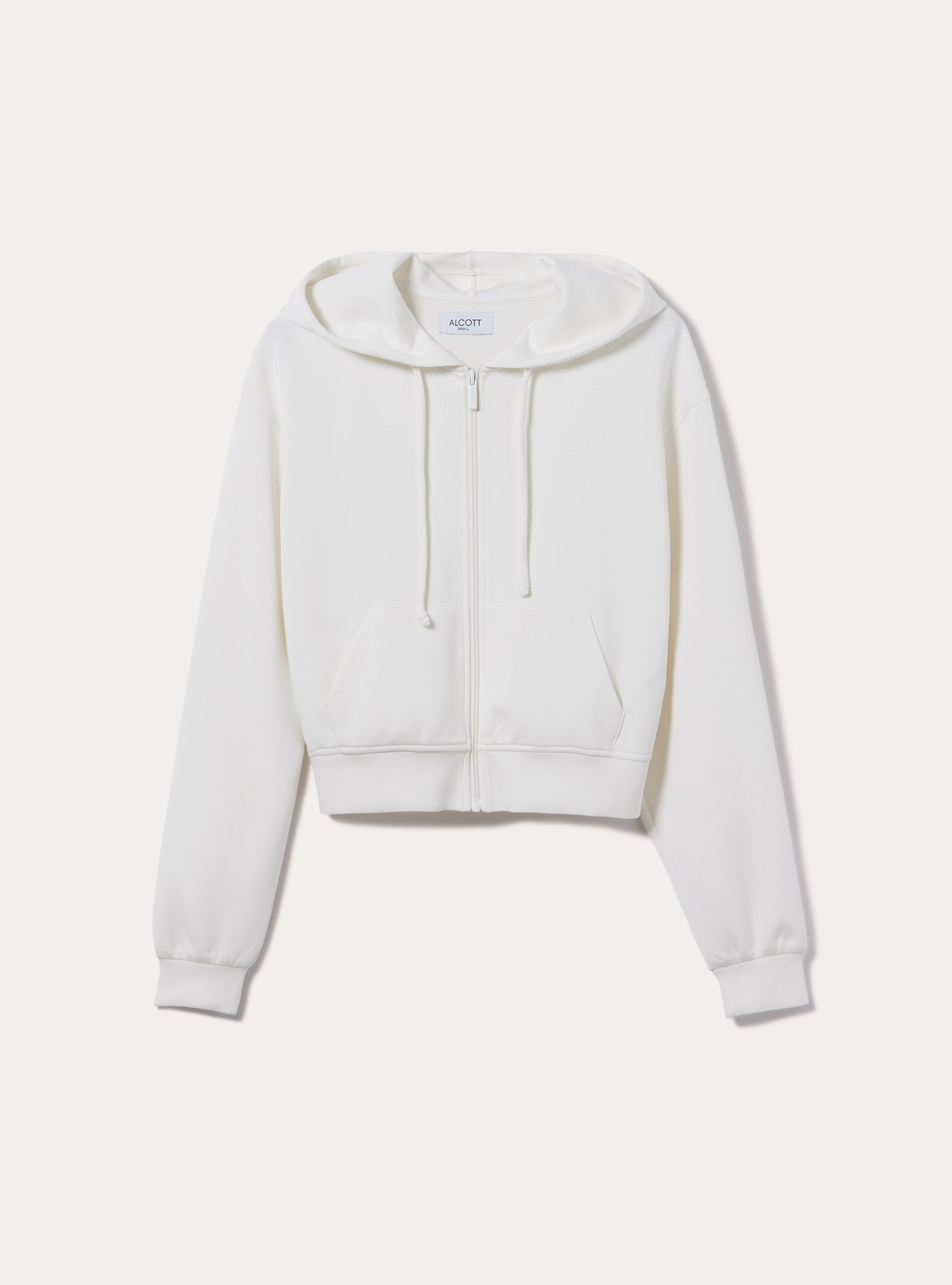Sweatshirt court zipp&eacute; en scuba doux, WH2 WHITE