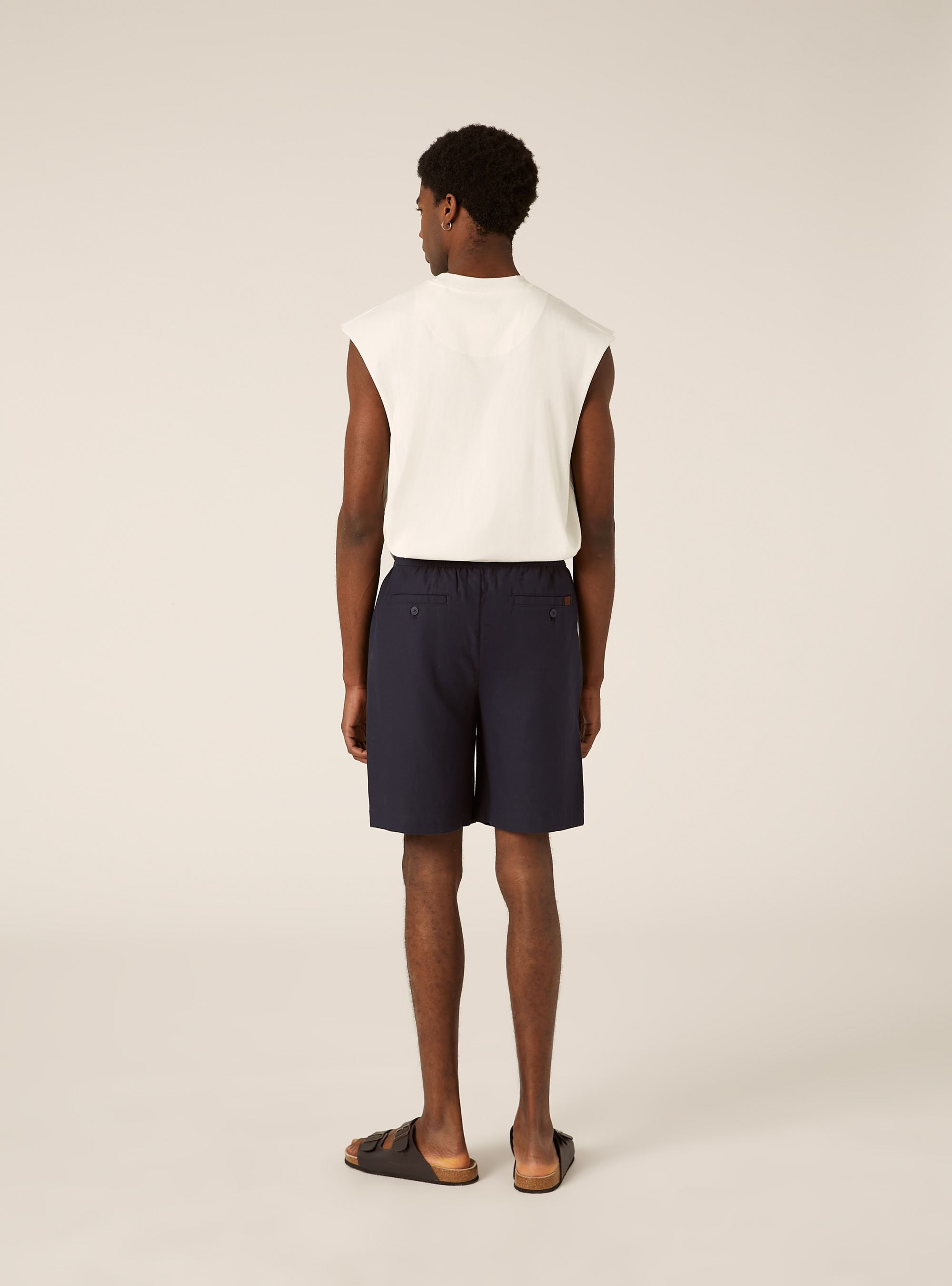 Leinen-Bermudas mit Kordelzug, NA1 NAVY DARK