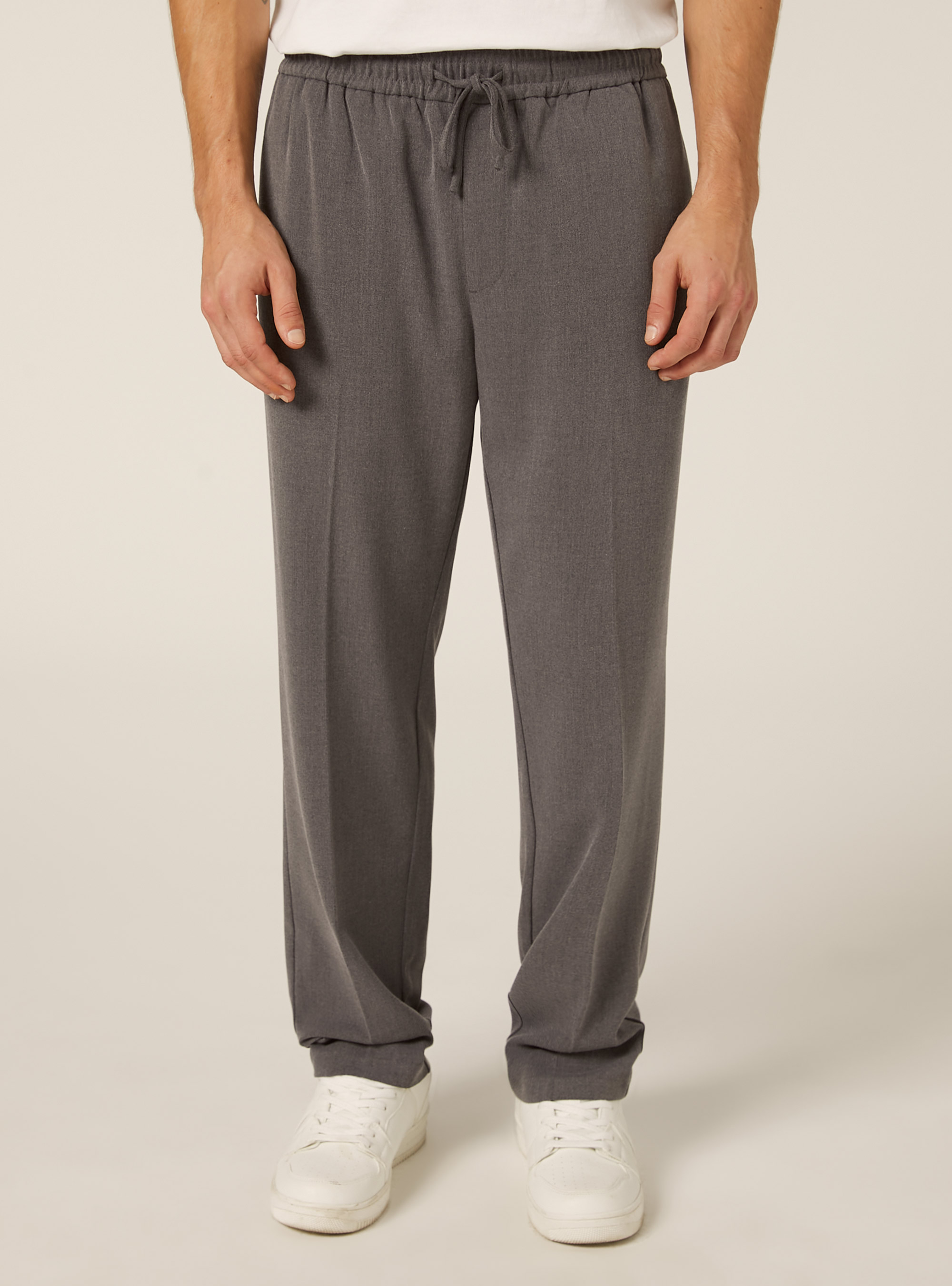 Pantalon jogger en twill, MGY1 GREY MEL DARK