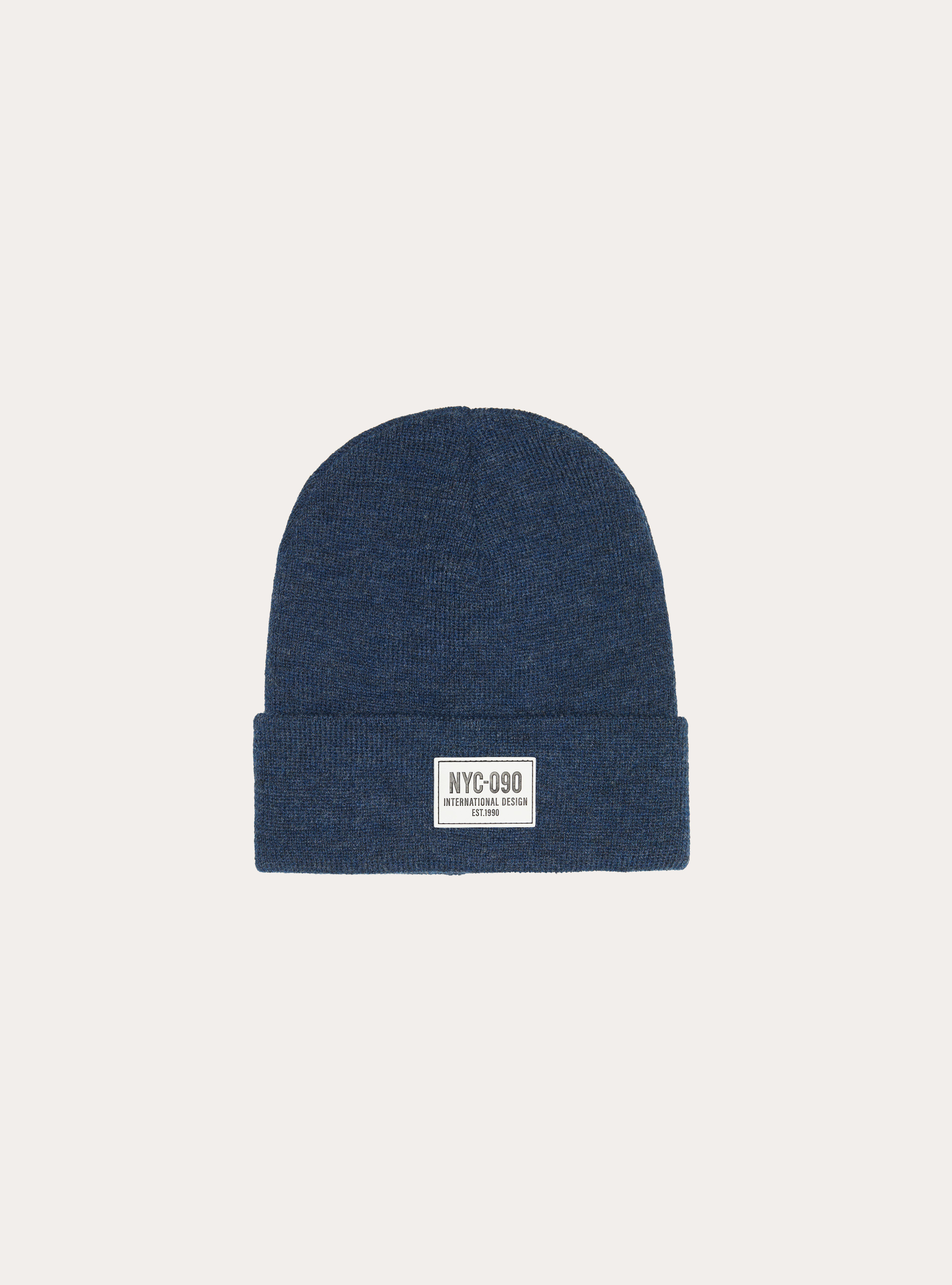 Warm beanie with patch, MNA1 NAVY MEL DARK