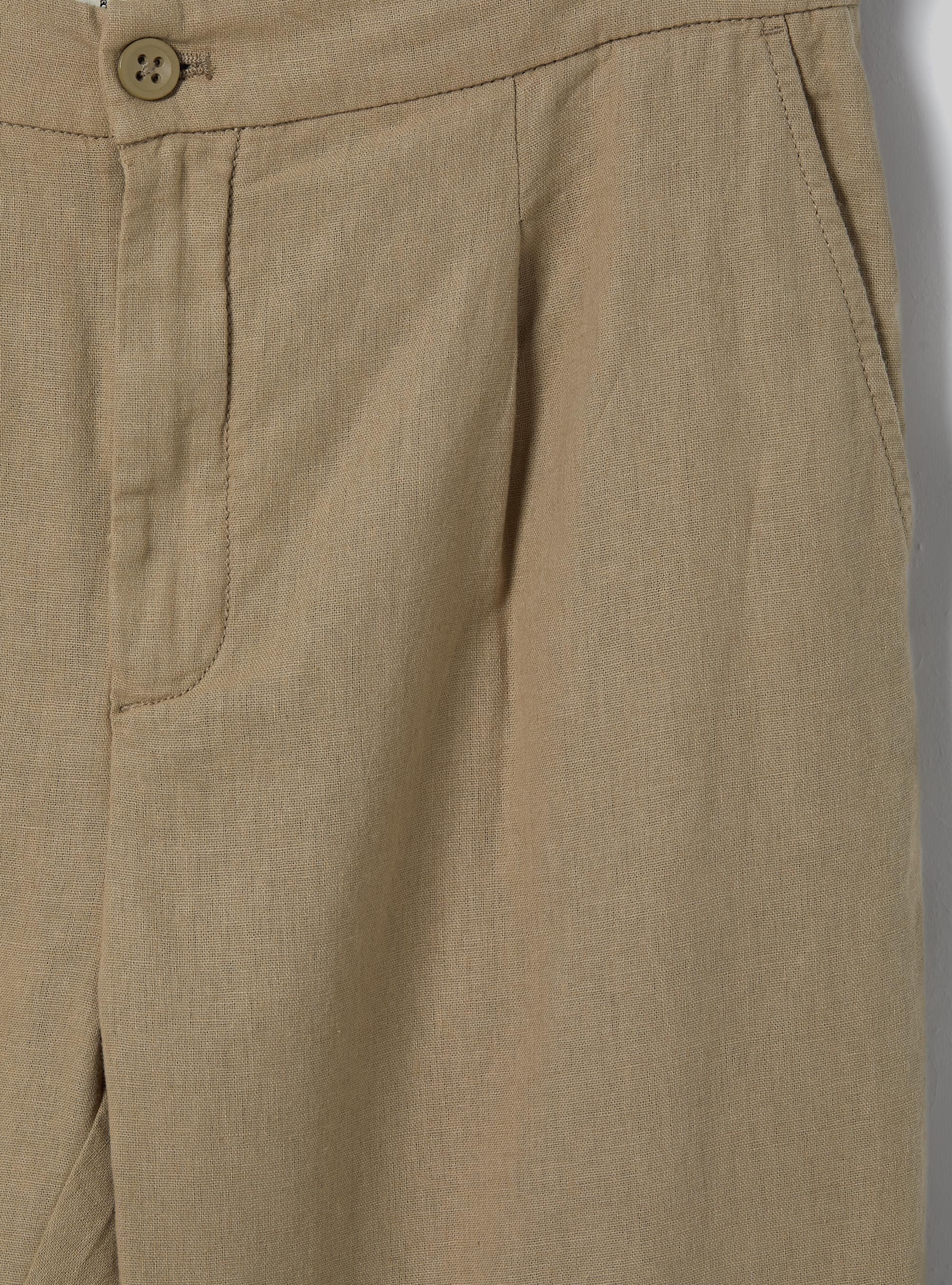 Linen-blend pants with pleats, BG3 BEIGE LIGHT