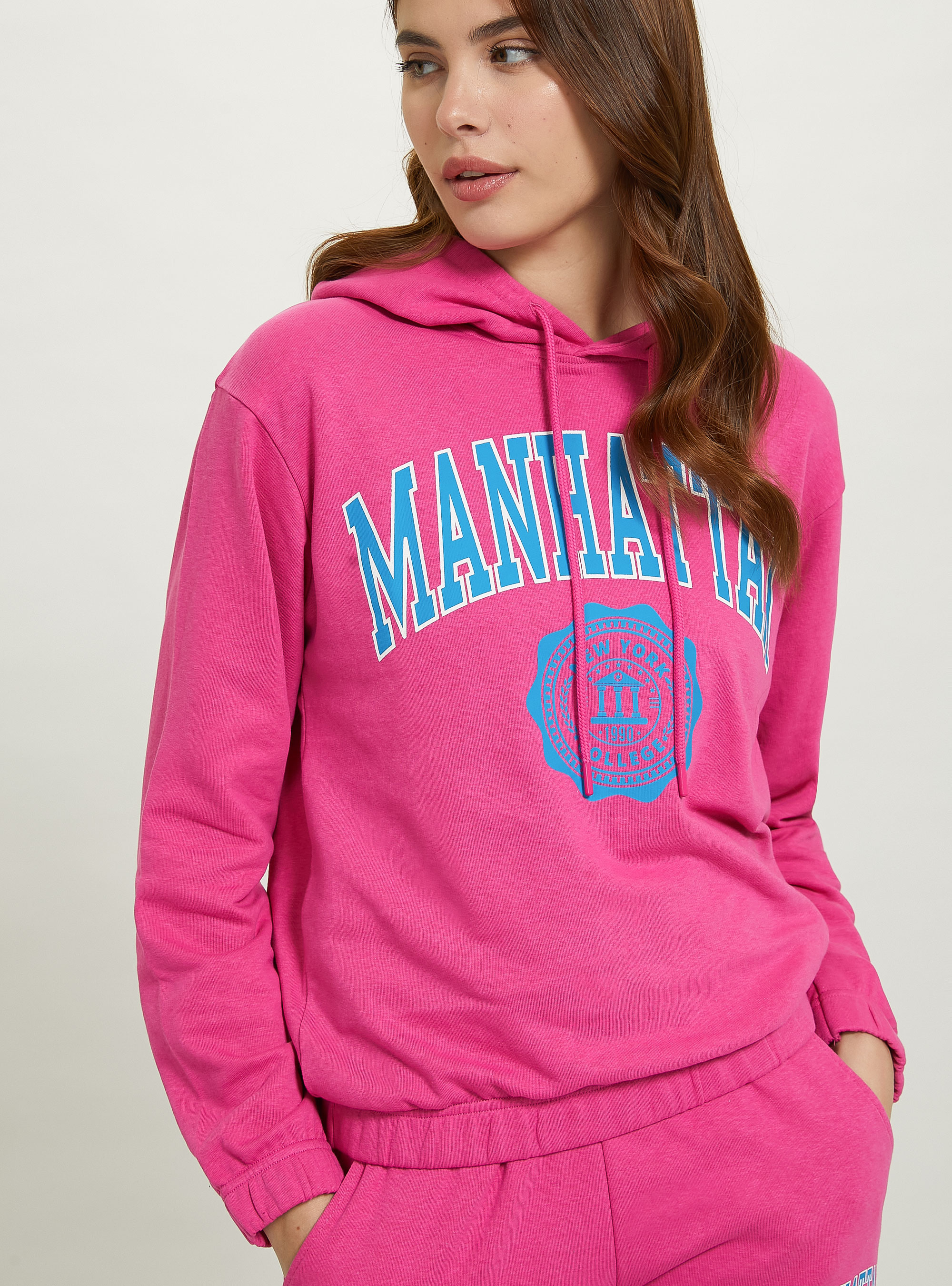 College cropped sweatshirt with elastic band, FX2 FUXIA MEDIUM