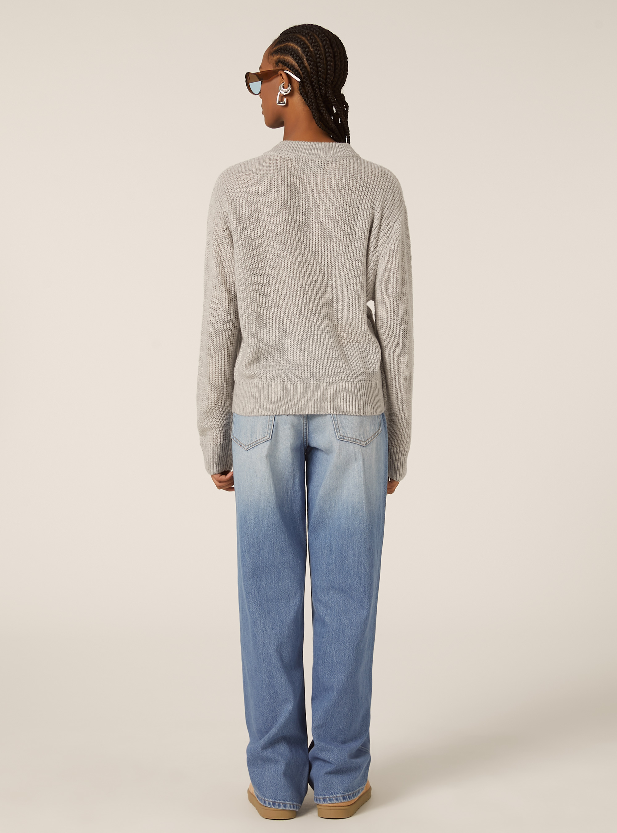 Pullover girocollo tinta unita, MGY2 GREY MEL MEDIUM