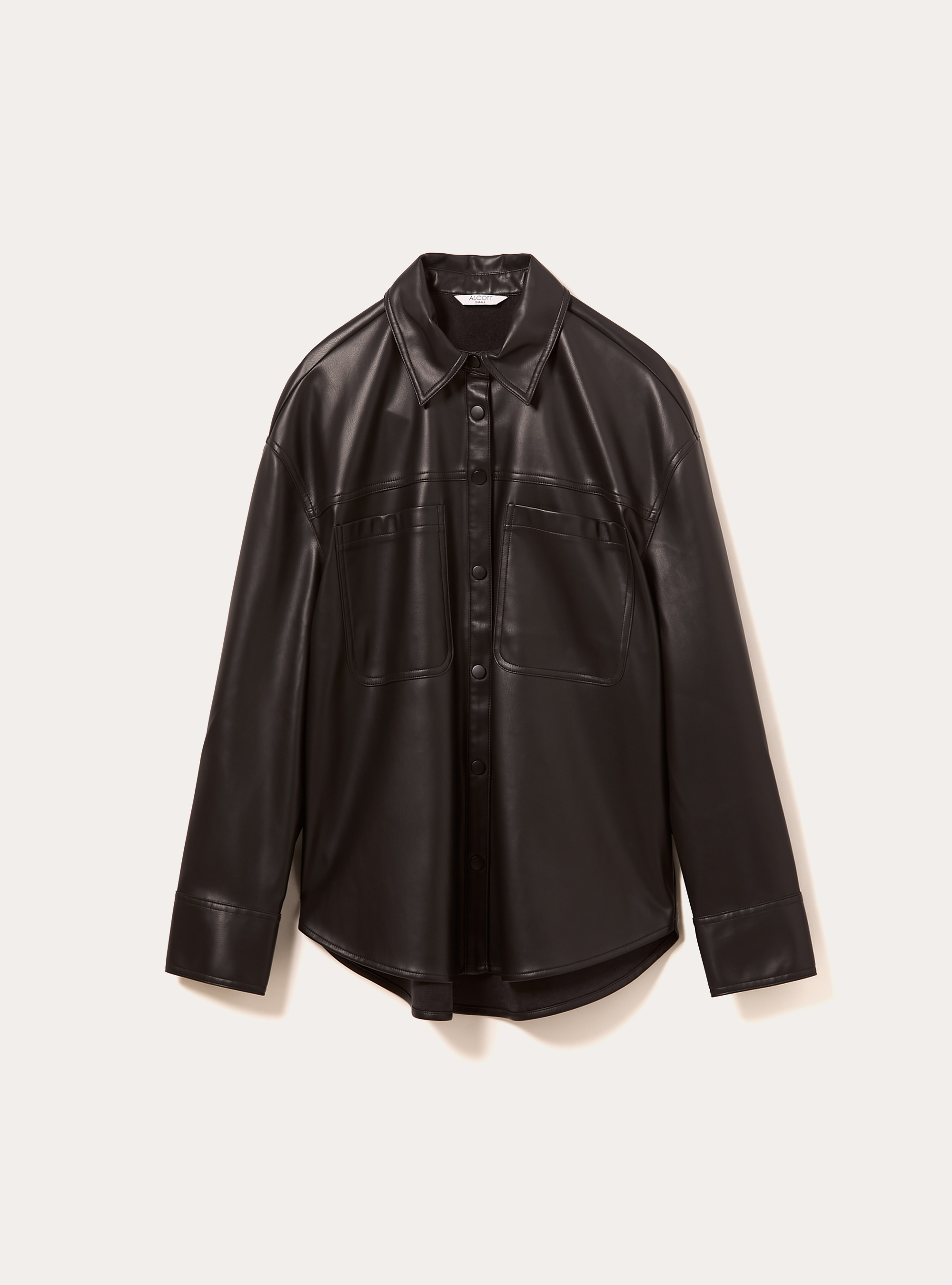 Leather-effect shirt jacket, BK1 BLACK