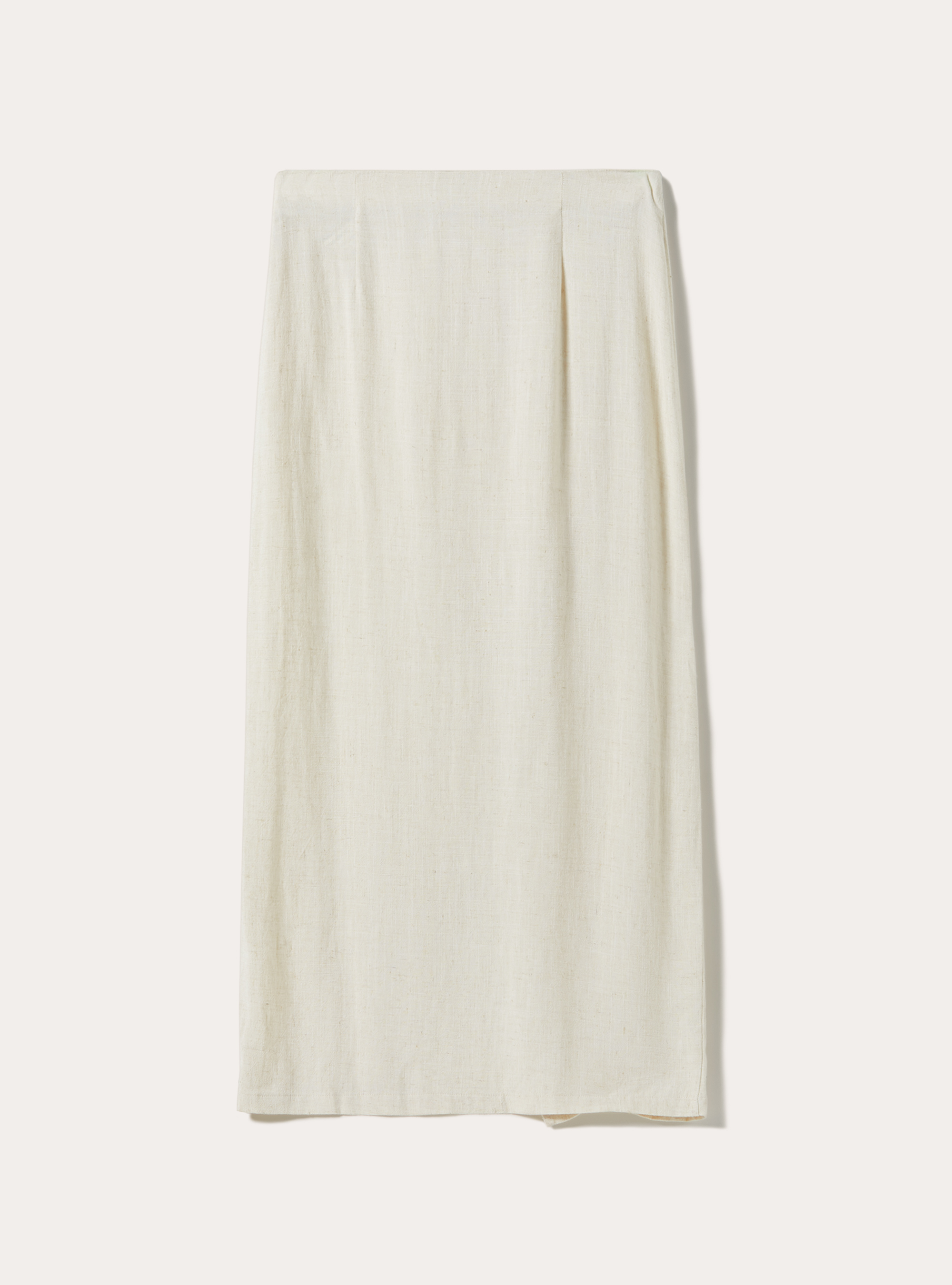 Asymmetric midi skirt in linen blend, MBG3 BEIGE MEL LIGHT